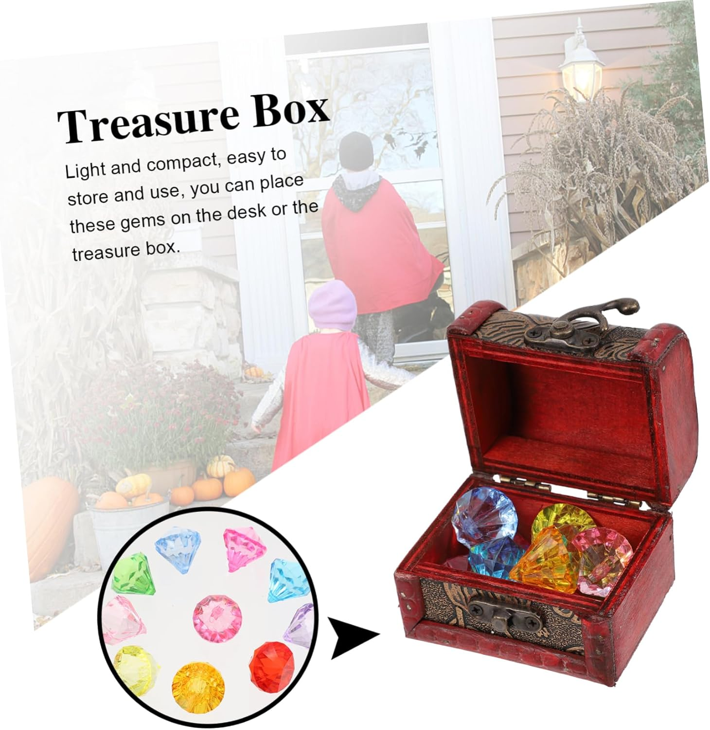 Hohopeti 1Set Pirate Treasure Chest with Gemstones Acrylic Keepsake Box for Treasure Hunts Party Decorations and Stage Props Design for Imagination image number 6