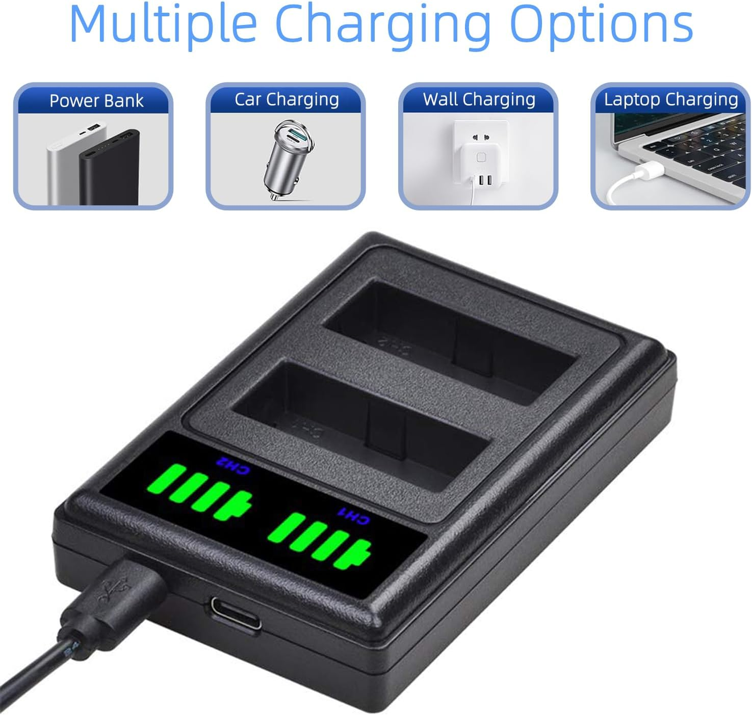 LP-E10 USB Dual Battery Charger LC-E10C LC-E10 LC-E10E Charger Compatible with Canon EOS Rebel T7,T6,T5,T3,T100,EOS 4000D,3000D,2000D,1500D, 1300D,1200D,1100D,Kiss X50,X70,X80,X90 image number 6