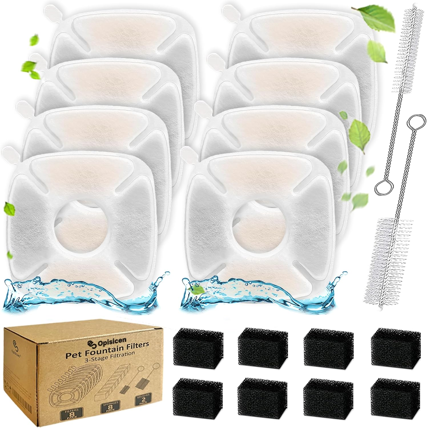 18 Pcs Cat Fountain Filters Replacement Compatible with VEKEN 95Oz/2.8L, 67Oz/2L, 135Oz/4L Pet Fountain image number 2