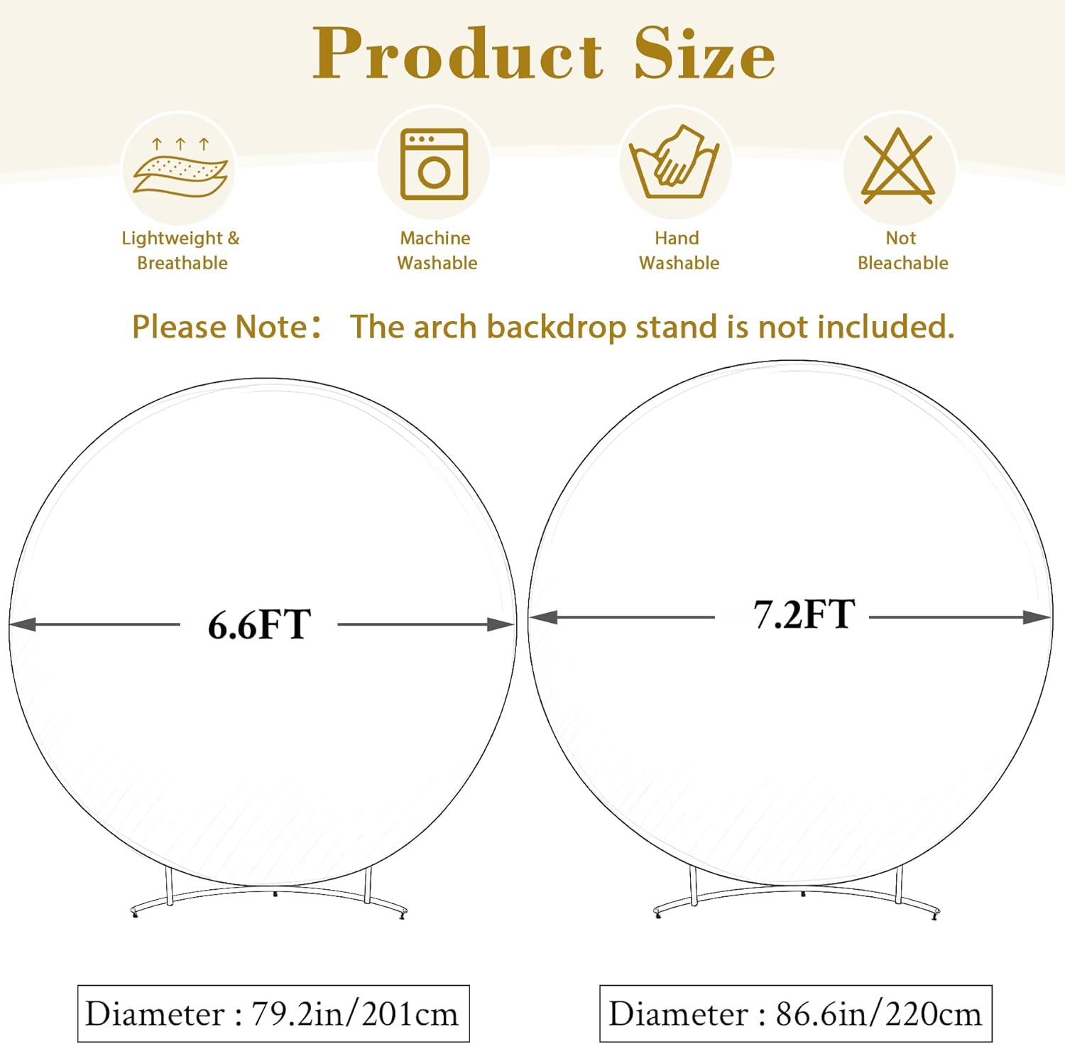 7.2 FT Ivory round Backdrop Cover for Circle Balloon Arch Stand Stretchy Circle Arch Backdrop Covers for Wedding Arch Baby Shower Birthday Party Photo Shoot Photography Arch Background Decorations image number 2