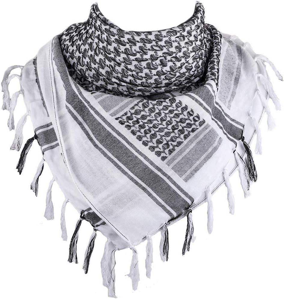 FFNIU Cotton Scarf Military Shemagh Arab Tactical Desert Keffiyeh Thickened Head Neck Scarf Wrap for Women and Men 43"X43"