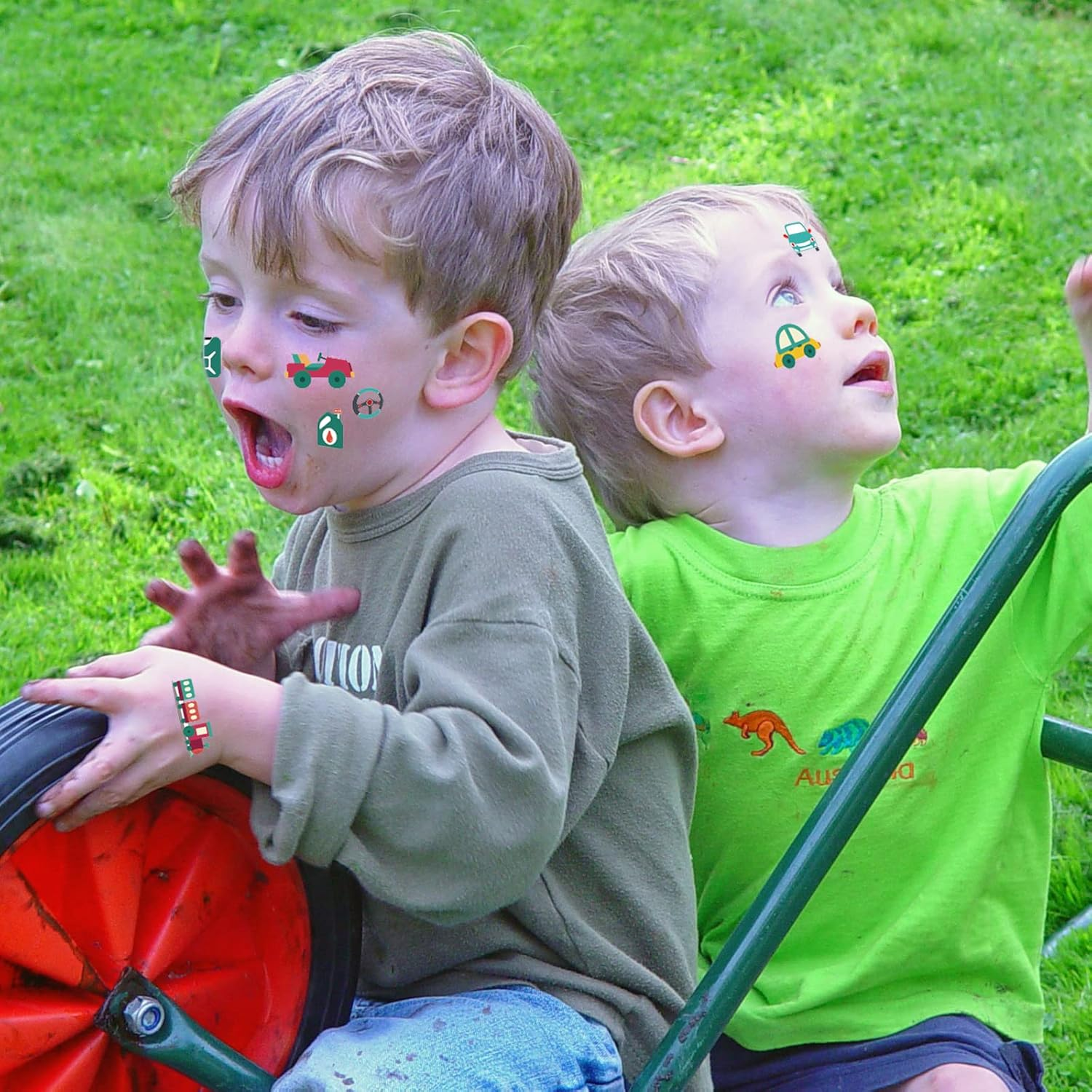 Apeso 30 Sheets Temporary Tattoos Kit for Kids, 300Pcs Fake Cute Tattoo Stickers Waterproof, Birthday Party Favor Christmas Stocking Stuffers (Dinosaur ＆ Sea Animal ＆ Vehicle) image number 5