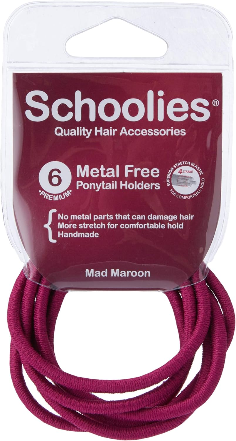 Schoolies Hair Accessories Metal Free Ponytail Holders 6 Pieces, Real Dark Blue (Pack of 2) image number 7