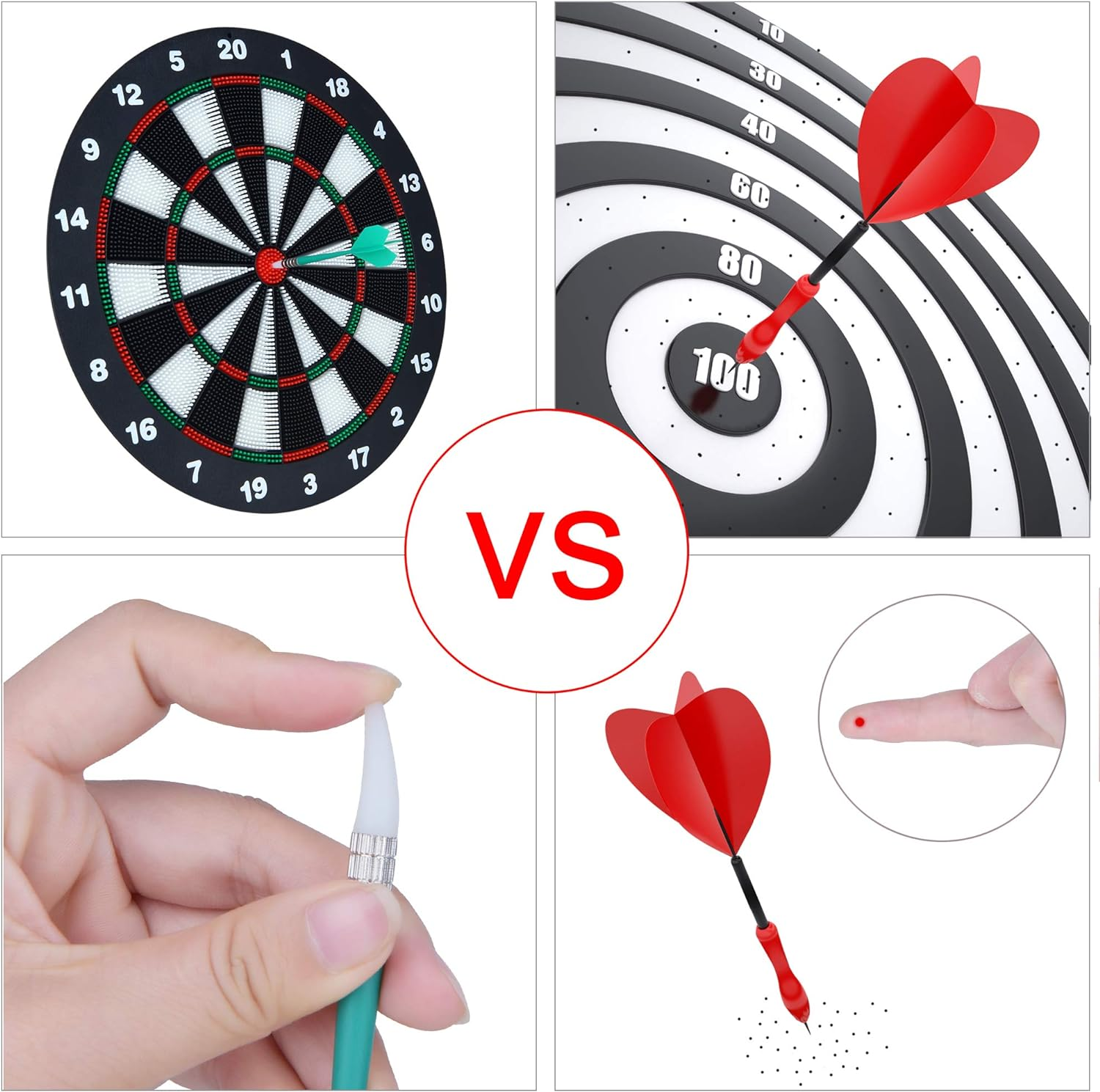 Portzon Dart Board, 16.4 Inch with 6 Rubber Safety Tip Darts Dartboard Game Set, Office Relaxing Sport & Family Leisure Time image number 5