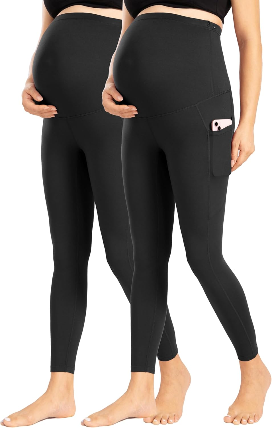 Enerful Women'S Maternity Leggings over the Belly with Pockets Pregnancy Pants Active Wear Workout Yoga Tights