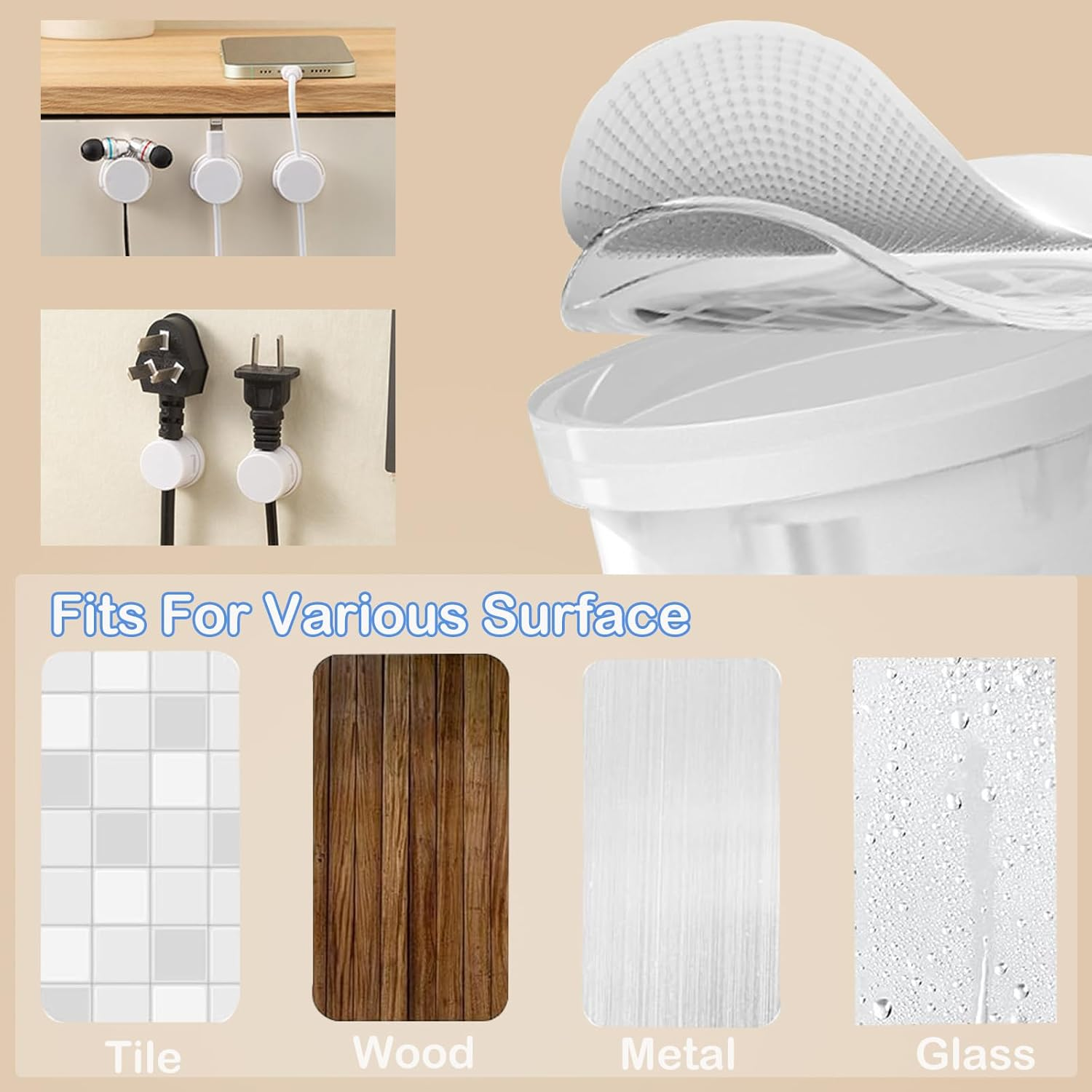 Upgrade Rotatable Cord Organizer,6 Pack Magnetic Cable Clips for Desk,Phone Cord Holder with 360 Rotation,Adhesive Cable Holder Cable Management Clips for Home Nightstand Office,White - White image number 5