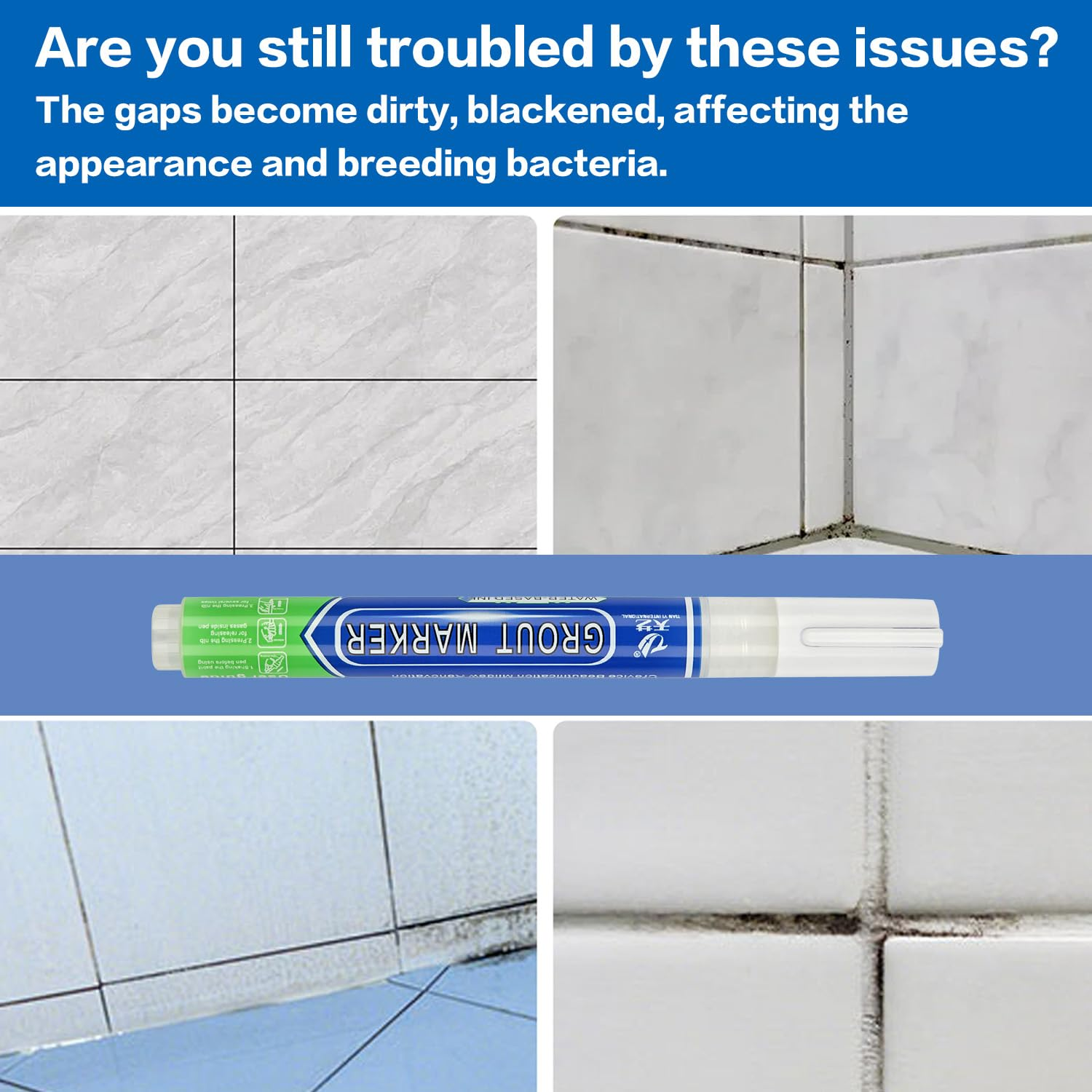 Kaoruo Grout Pen &ndash; White Tile Grout Repair & Restore Marker, Water-Based Grout Reviver for Tile, Marble & Mosaic