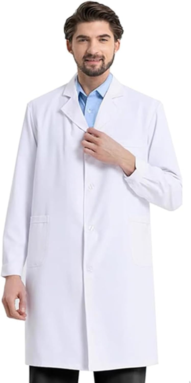 Scientist Long Professional White Lab Coat Long Sleeve Uniform Unisex Buttons down Doctor Nurse Workwear image number 5