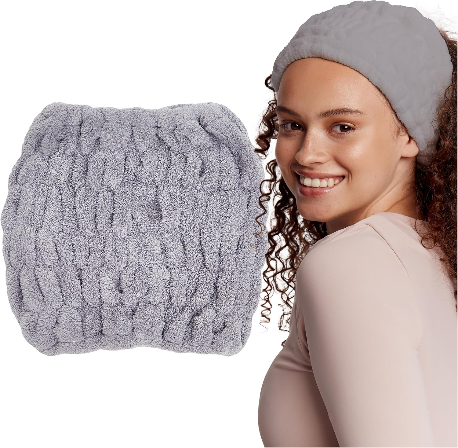 Multifunctional Headband for Makeup & Skin Care - Elastic Spa Headband, Hair Turban, Hair Protection Band for Women, Ideal for Face Washing, Microfibre, Washable (Grey)