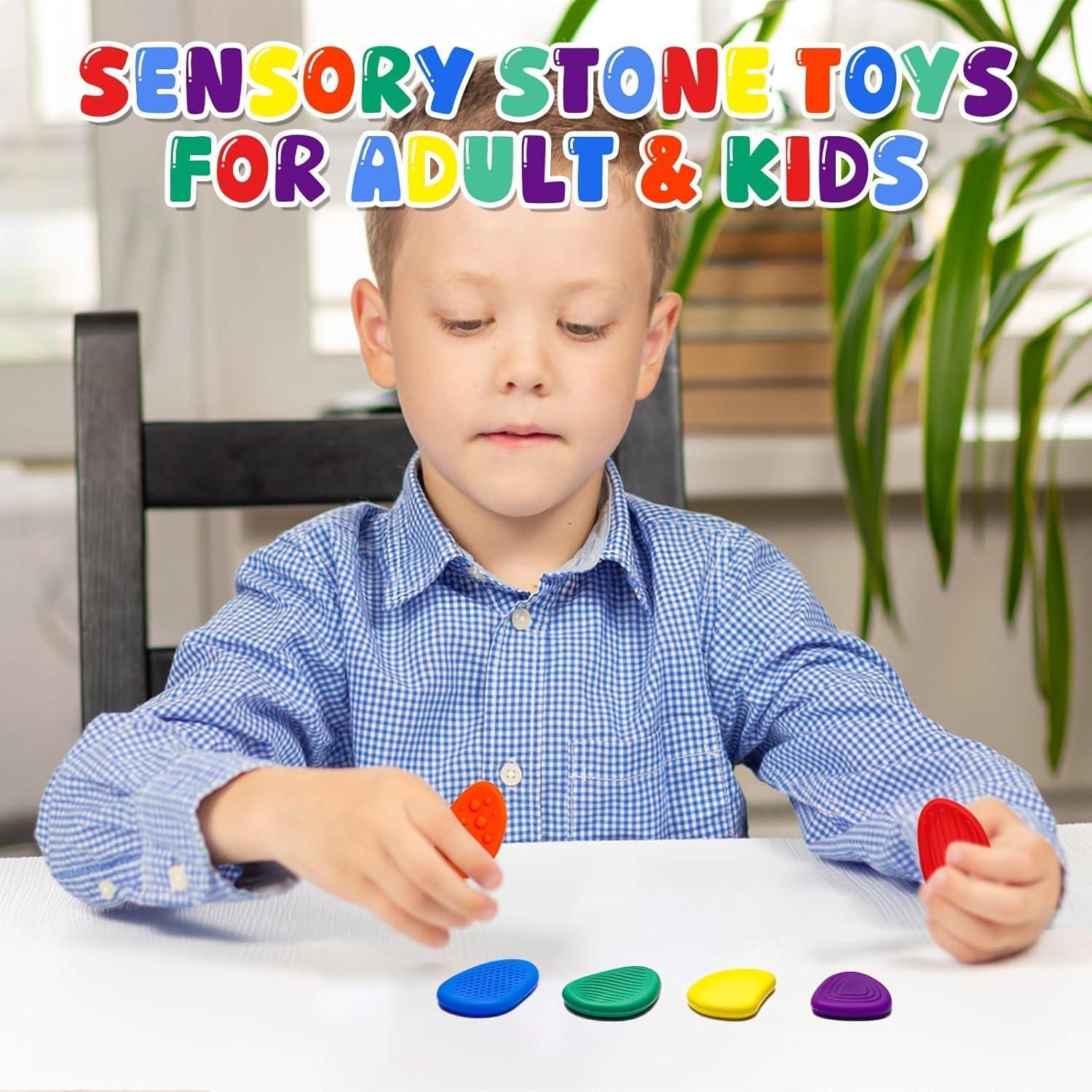Sensory Worry Stone for Kids, 6Pack Silent Fidget Toys for Classroom, Quiet Fidgets Toy for Students Anxiety Relief