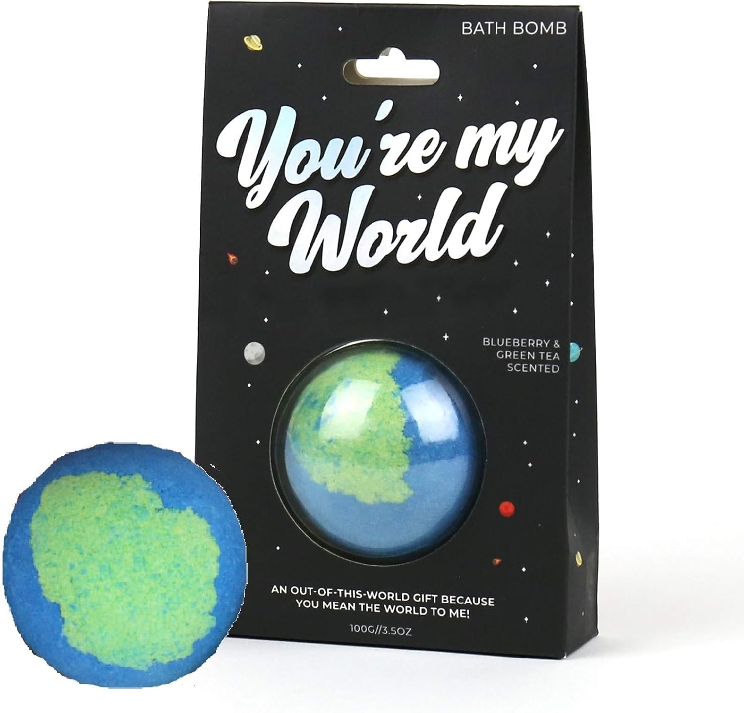 Gift Republic You'Re My World Bath Bomb, Blueberry and Green Tea Scented, Handmade Fizzing Bath Essential, Relaxing Aromatherapy, Nourishing Ingredients for Soft, Smooth Skin and Calming Bath image number 1