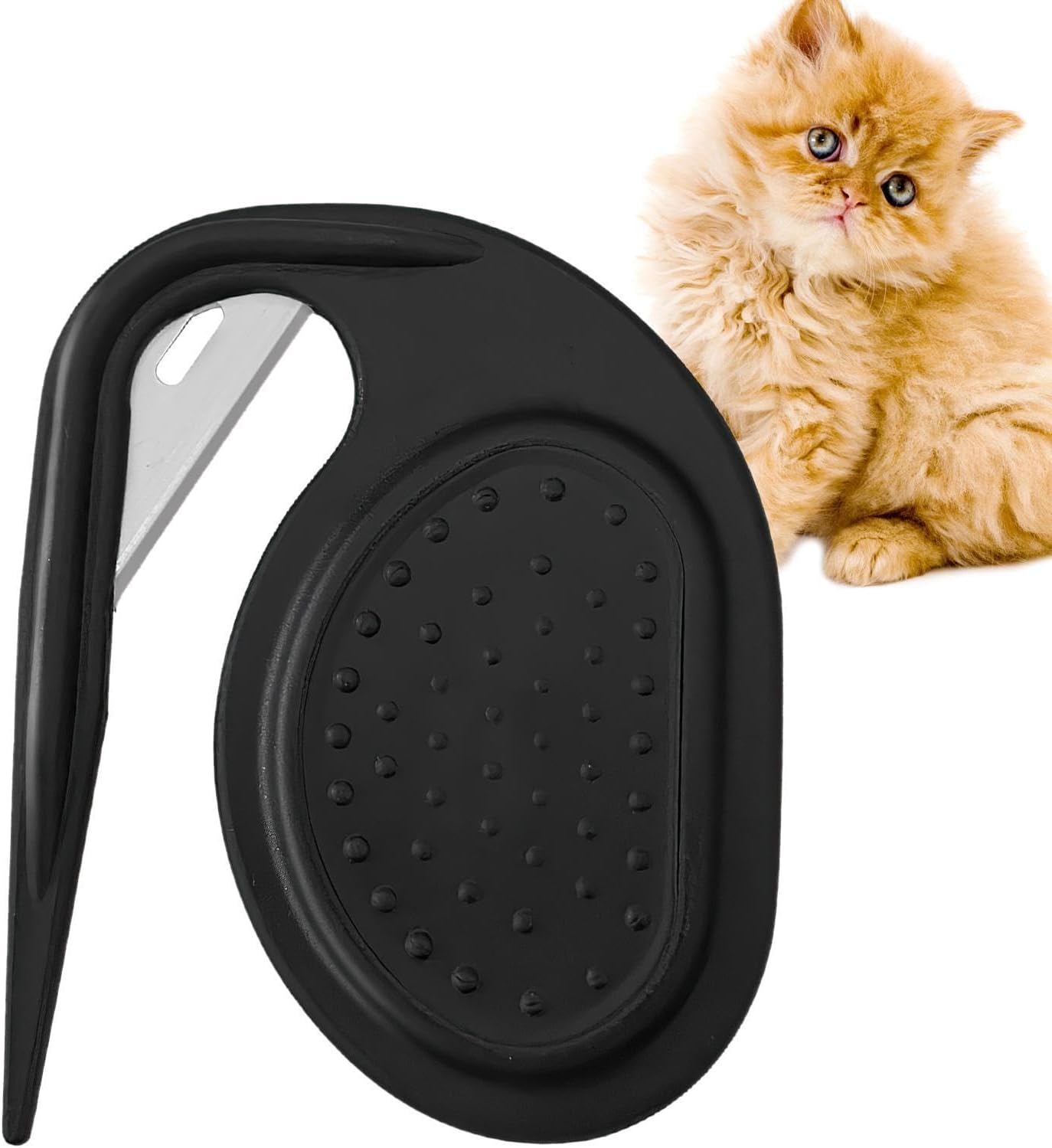 Pet Dematting Comb, Professional Dog Matting Tool, Hair Dematting Tool, Open Knot Comb, Comb Hair Cutter Puppy Kitten Hair Furr Shedding Grooming Trimmer Comb Brush - Black image number 1