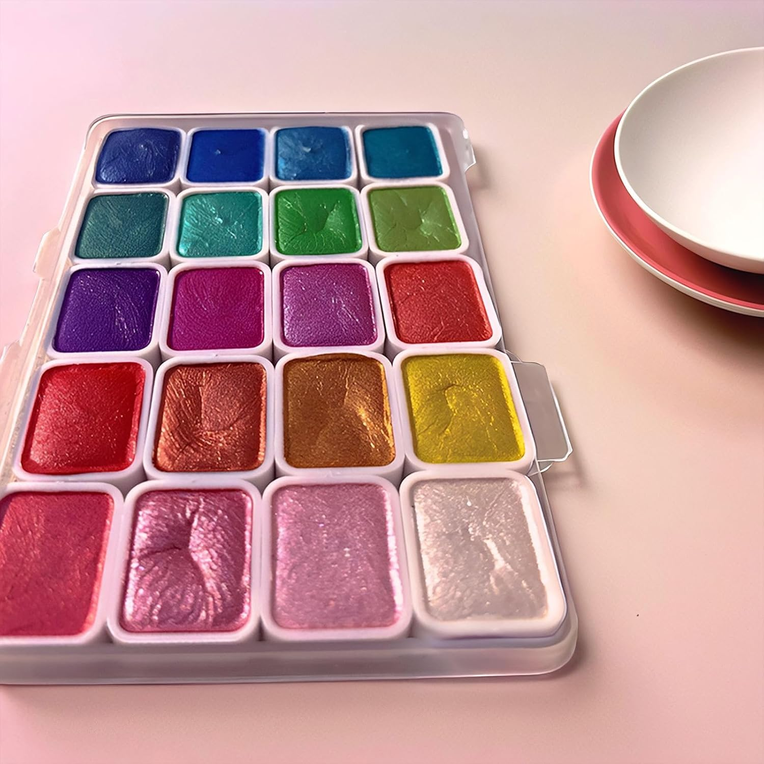 Forestry Change Watercolor Set 20 Color Pearlescent Watercolor Paint Set Metallic and Glitter Paints for Forestry Art and Creation Suitable for Beginners Adults Painting Enthusiasts image number 4