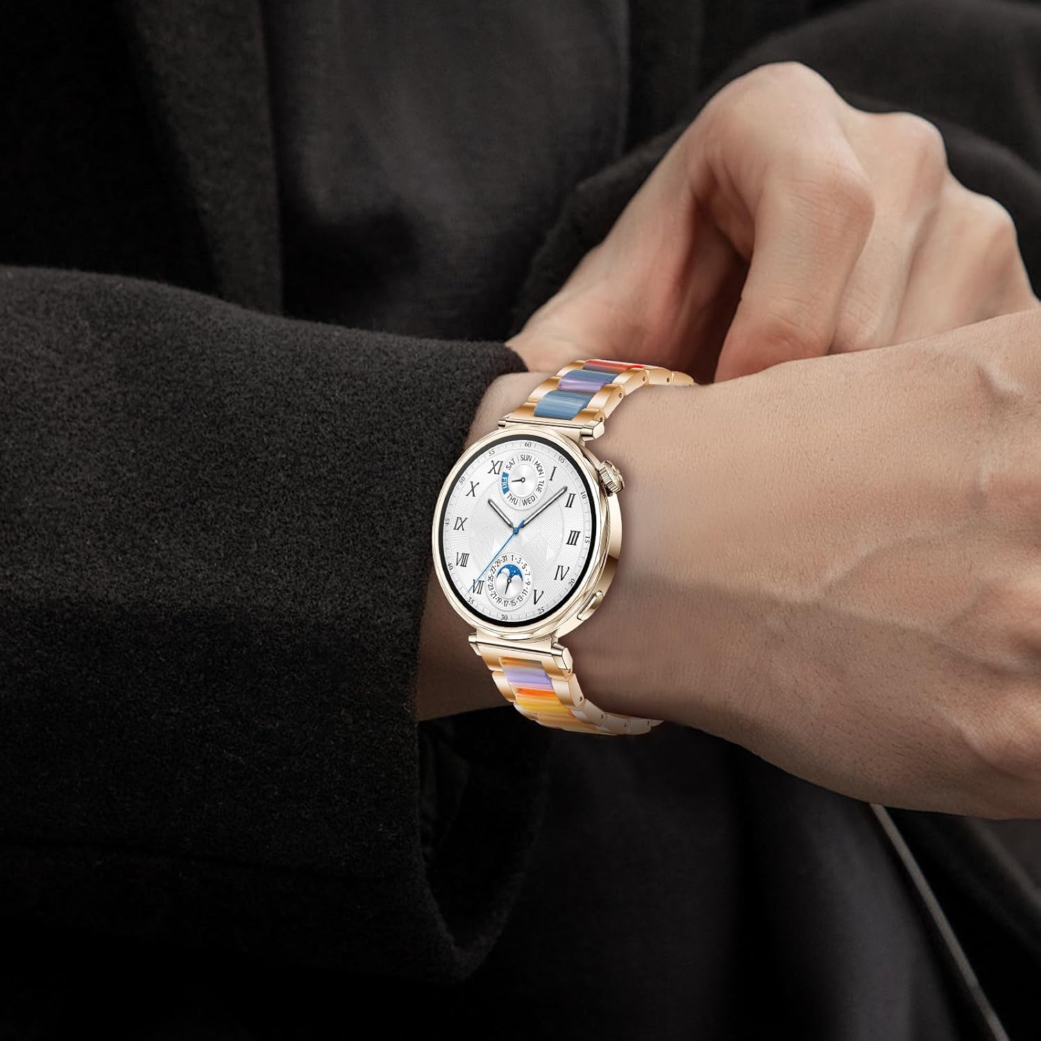 Maeiol 18Mm Armband F&uuml;r Huawei Watch GT 5 41Mm / Huawei Watch GT 4 41Mm, Harz Armband Resin Edelstahl Metall Armb&auml;nder F&uuml;r Garmin Venu 3S / Garmin Forerunner 265S /Forerunner 255S image number 5