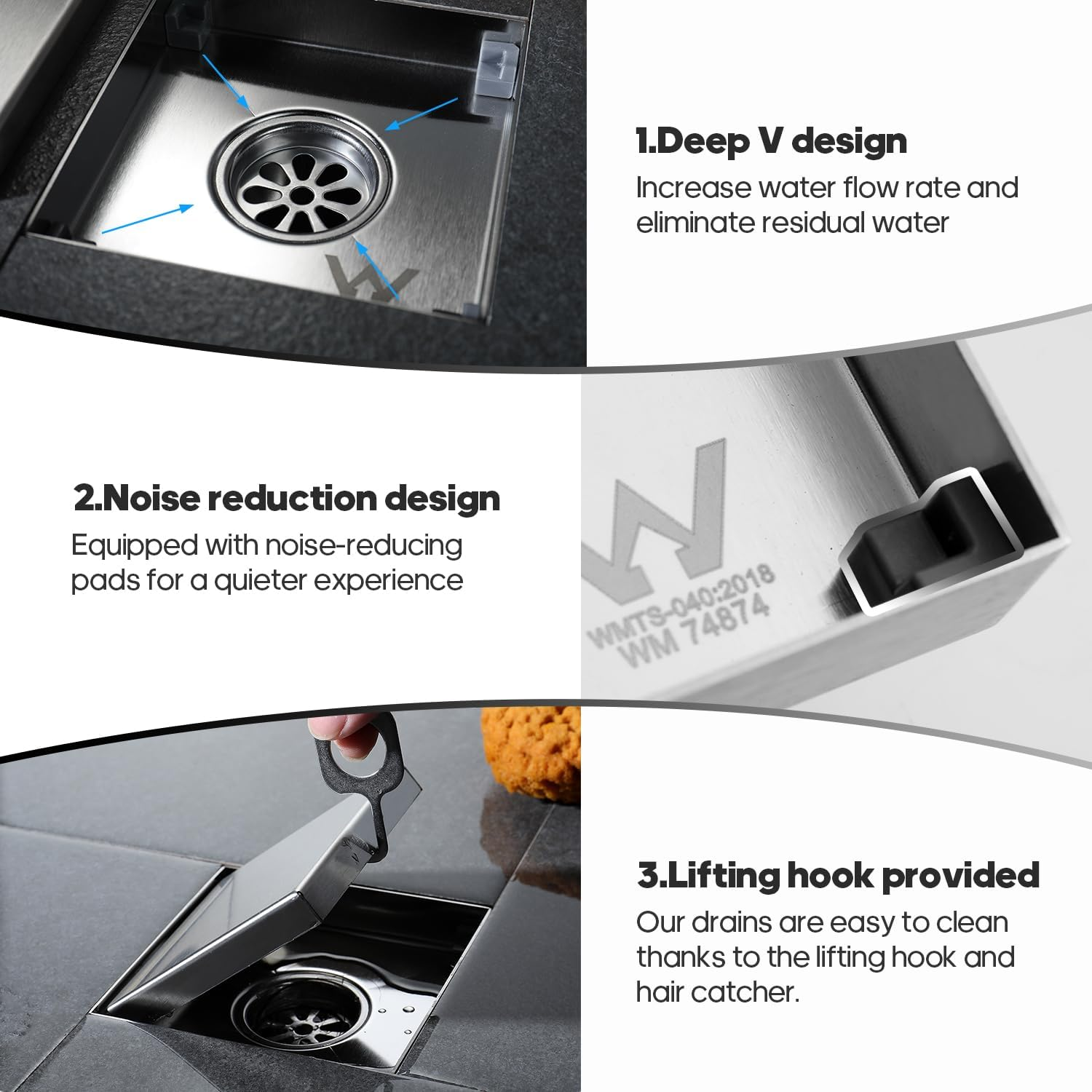 Decaura Shower Grates Bathroom Floor Drain Waste Stainless Steel (Brushed Nickel, Outlet ￠50Mm) image number 4