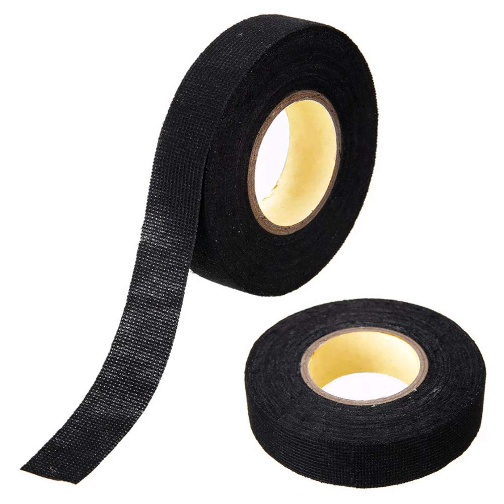 Wiring Harness Cloth Tape,Morechioce Car Waterproof Tape Noise Reduction Car Wiring Harness Tape Electrical Insulation Tape Heat-Resistant Adhesive for Car Motorcycle 25M X 3Cm,Black image number 2