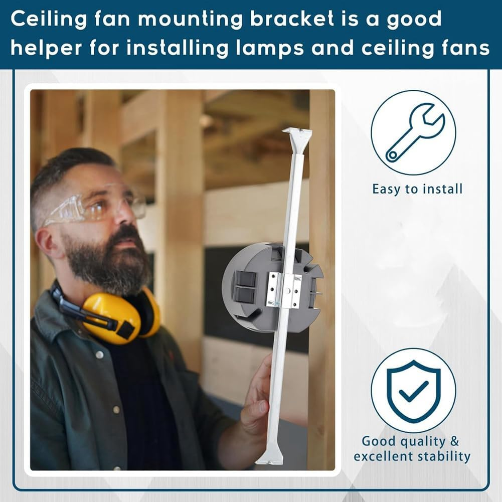 Snblzhef 2 Pcs Ceiling Fan Brace Electrical Box 14.25 to 22.5 Inch Adjustable Electrical Box and Support Bar Fan Bracket Gray image number 2