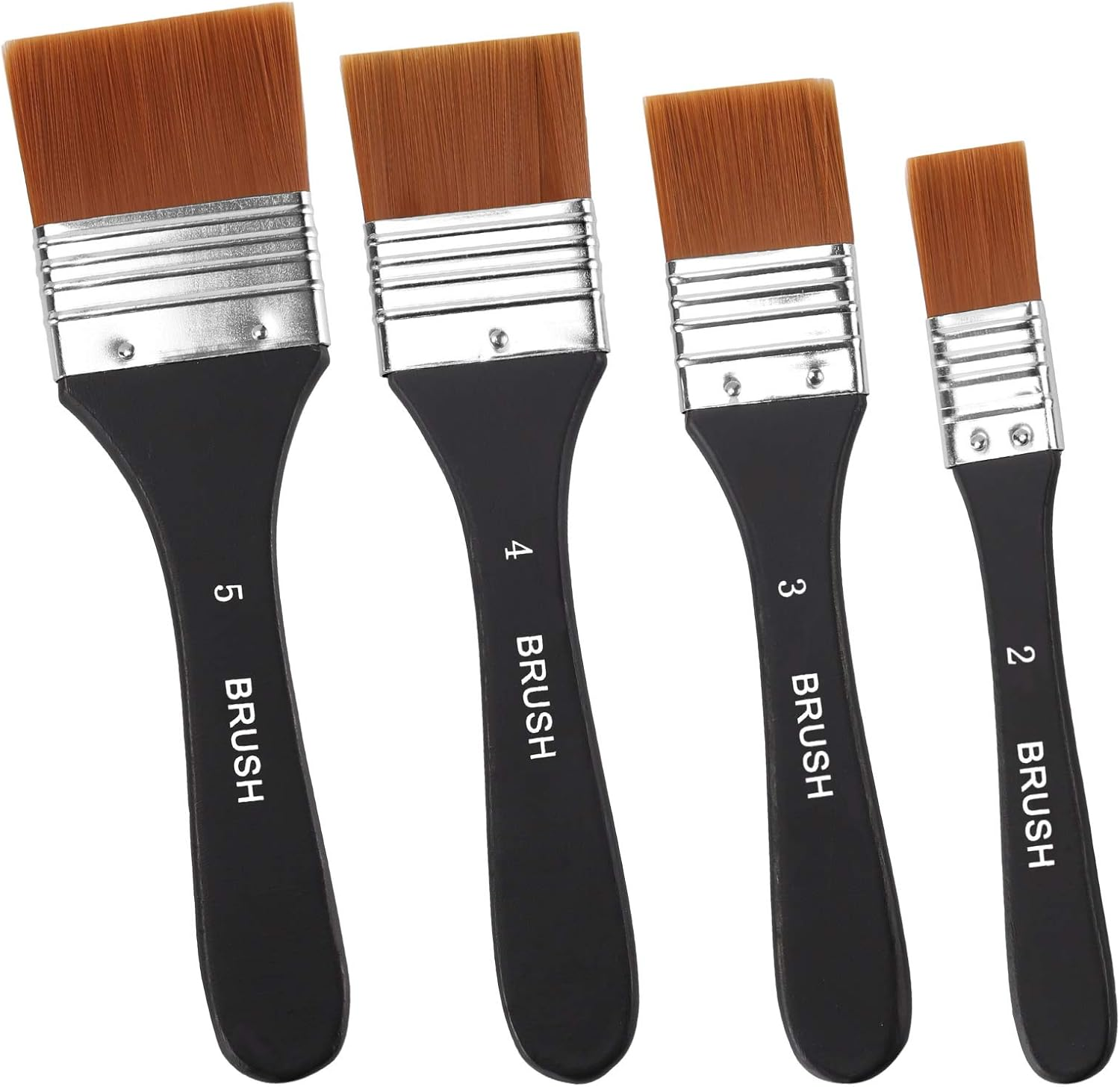Paint Brushes for Acrylic Paint &ndash; 4 Pcs Set of Premium Artist Brushes, Professional Grade Flat Bristle Nylon Brush, Ergonomic One-Piece Design, Practical and Versatile, Perfect for Home Decoration image number 2