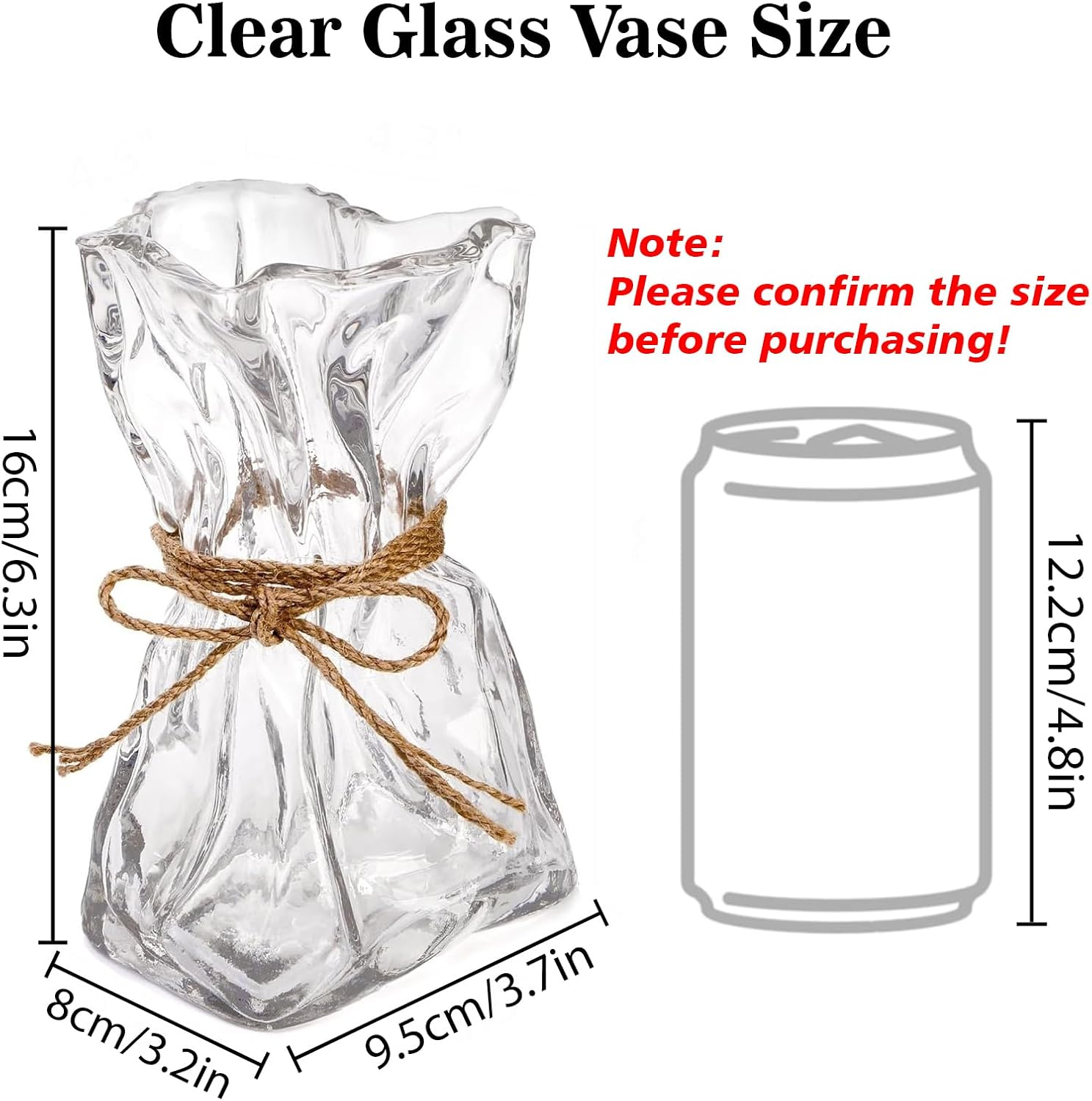 6 Inch Small Glass Flower Vase, Irregular Clear Flower Vases for Centerpiece Table Indoor Desk Decor, Modern Art Decorative Vase for Home Office Wedding Bookshelf Housewarming Gift - Clear image number 4