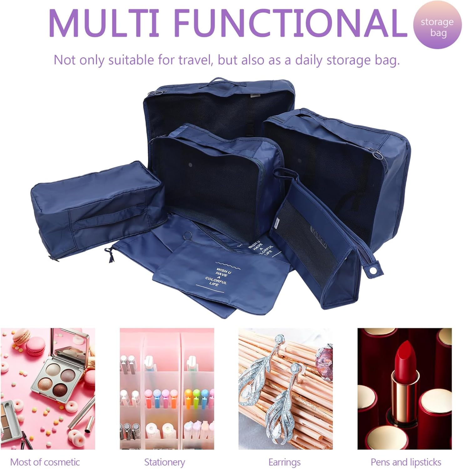 Yardenfun Travel Packing Cubes Luggage Organizers for Toiletries Clothes Shoes Cosmetics Storage Bags