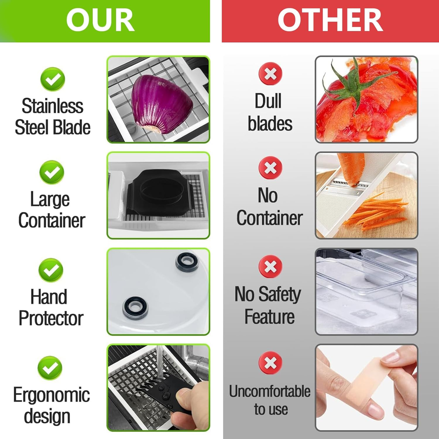 Vegetable Chopper Cutter Stainless Steel Slicer Cheese Grater Food Onion Salad Veggie Food Chopper with Container for Onion Salad (Black) image number 1