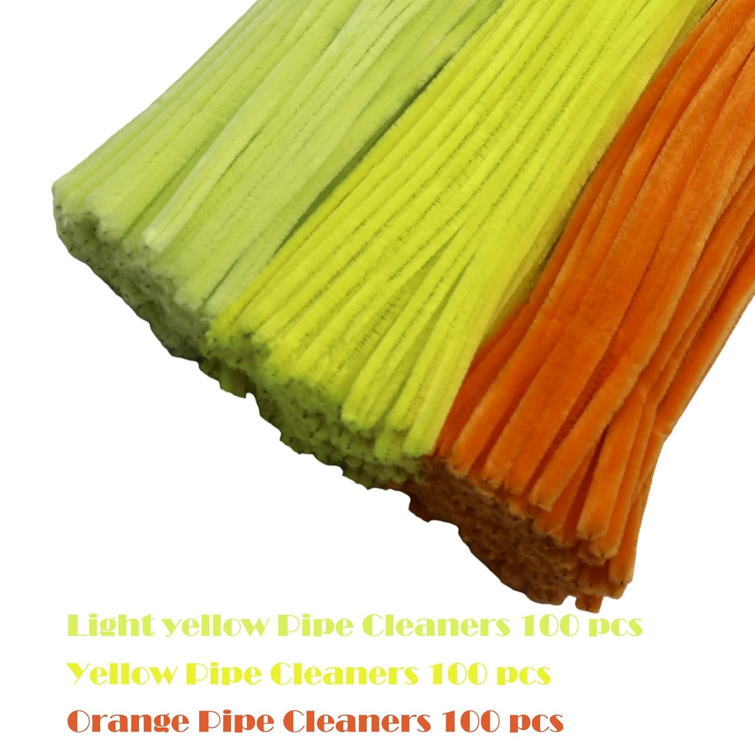 300 Pieces Shades of Yellow Pipe Cleaner Craft Set 3 Assorted Colors,Thick Fuzzy Chenille Stem Pipe Cleaners for DIY Craft Flower Projects Holiday Decorations - Blue Series image number 7
