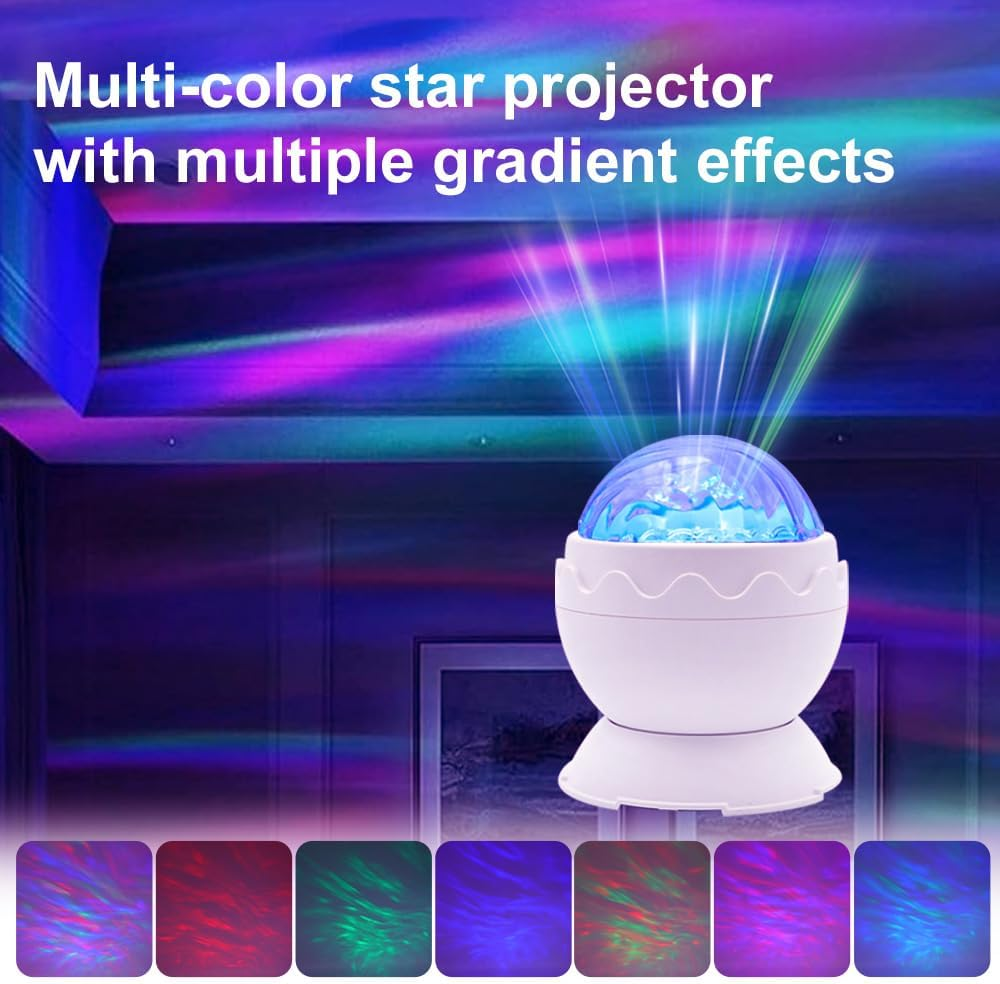 Whole Room Coverage Area Northern Lights Projector Galaxy Aurora 8 Effects Combinations with Night Light Egg Cover for Bedroom Light Sleep