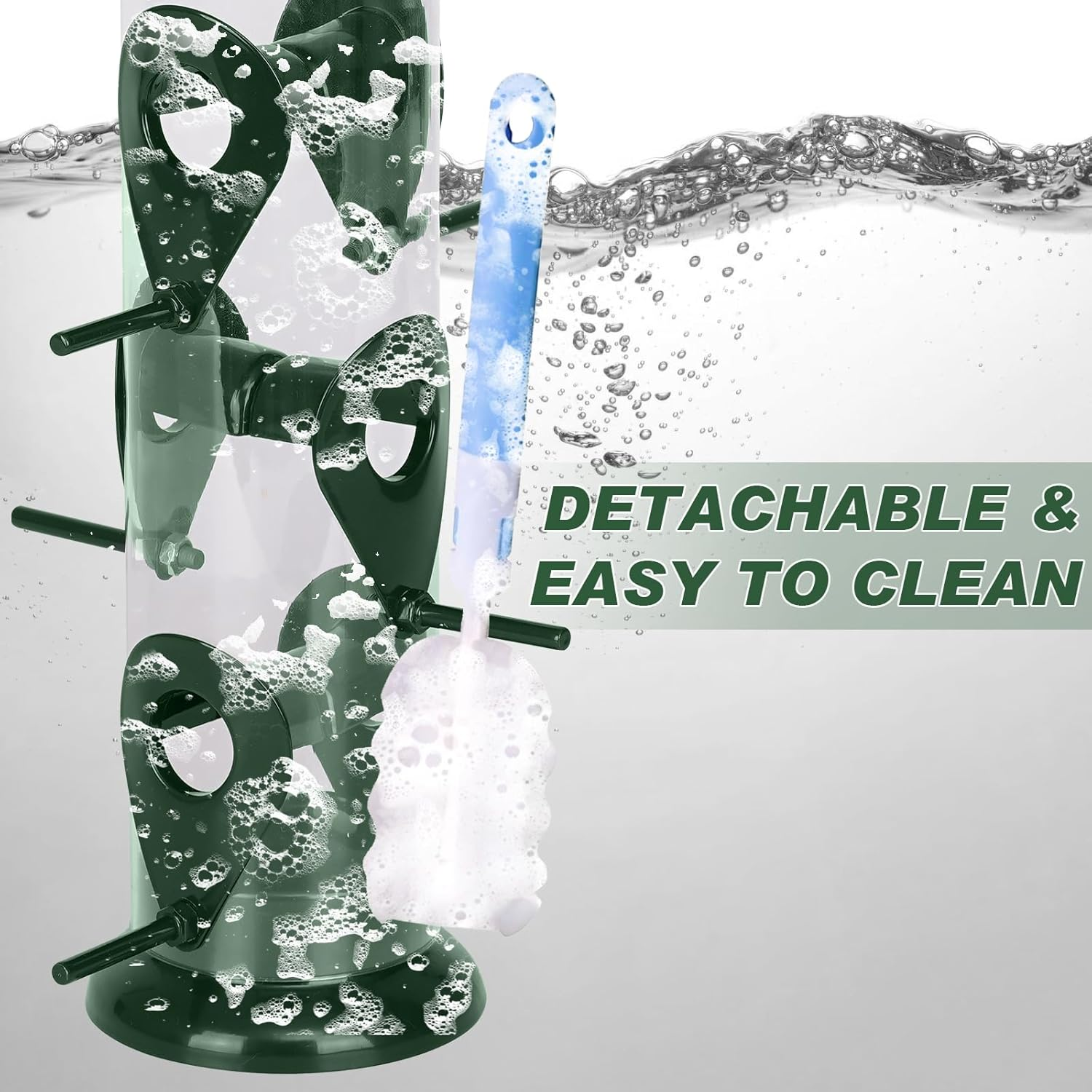 FEED GARDEN Metal Tube Bird Feeders for Outdoors Hanging, 6-Port Bird Feeder for Outside, Finch Feeders for Outside, Squirrel Proof Bird Feeders with Heavy Duty Metal Lid, Chew-Proof image number 5