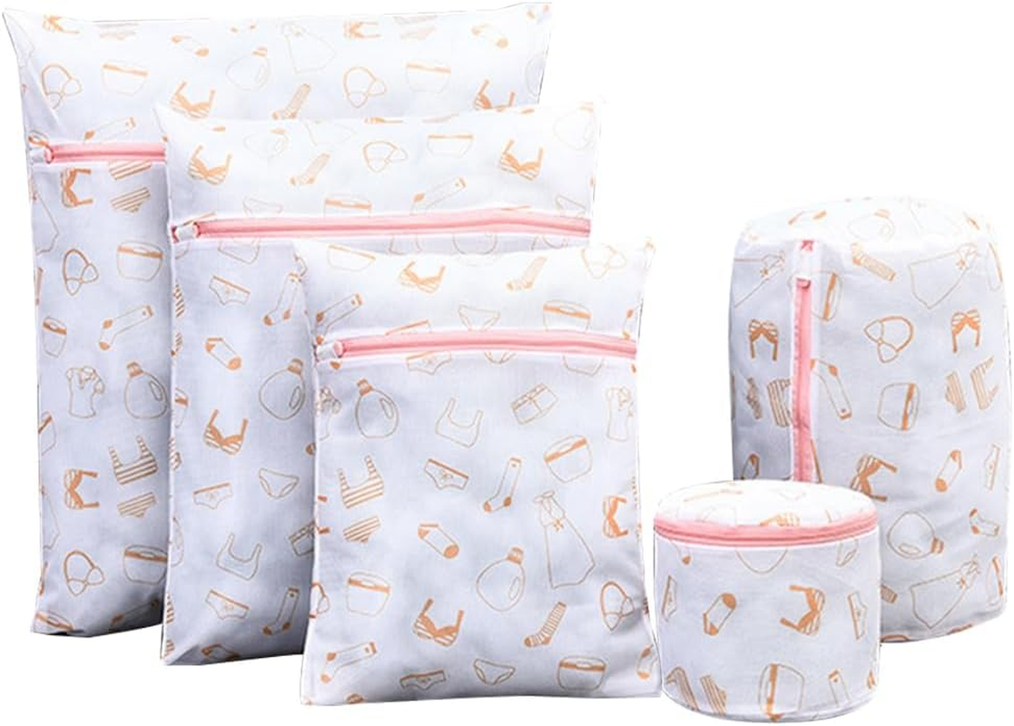 Vivva 5Pcs Durable Mesh Laundry Bags for Delicates, Travel Storage Organize Bag, Clothing Washing Bags for Laundry, Blouse, Bra, Hosiery, Stocking, Underwear, Lingerie (Cactus)