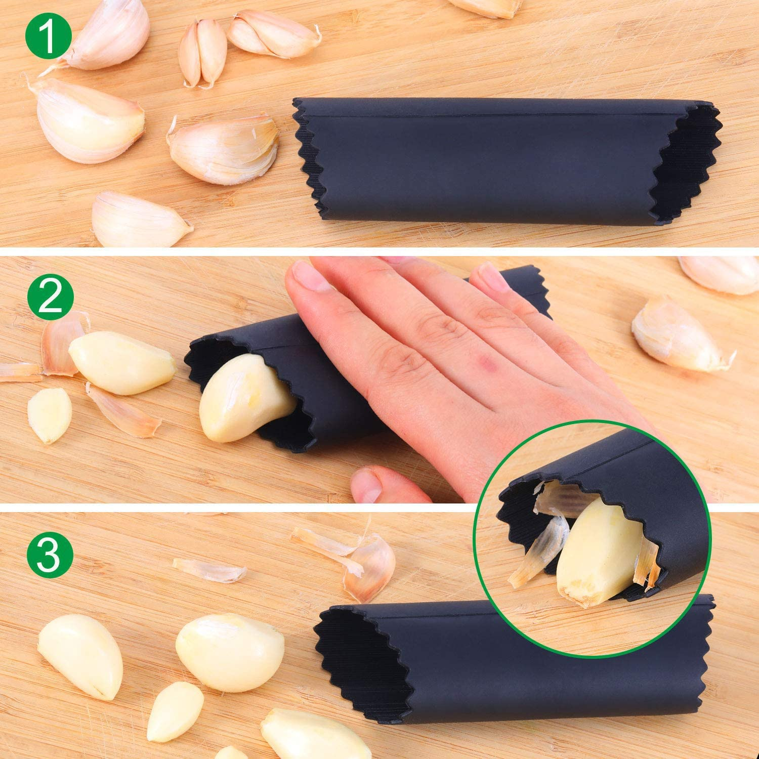 Garlic Press Rocker, Stainless Steel Garlic Crusher Garlic Mincer Presses and Ginger Press Squeezer with Silicone Tube Garlic Peeler Clean Brush,Dishwasher Safe Sturdy Kitchen Gadget Tools,Easy to Use image number 2