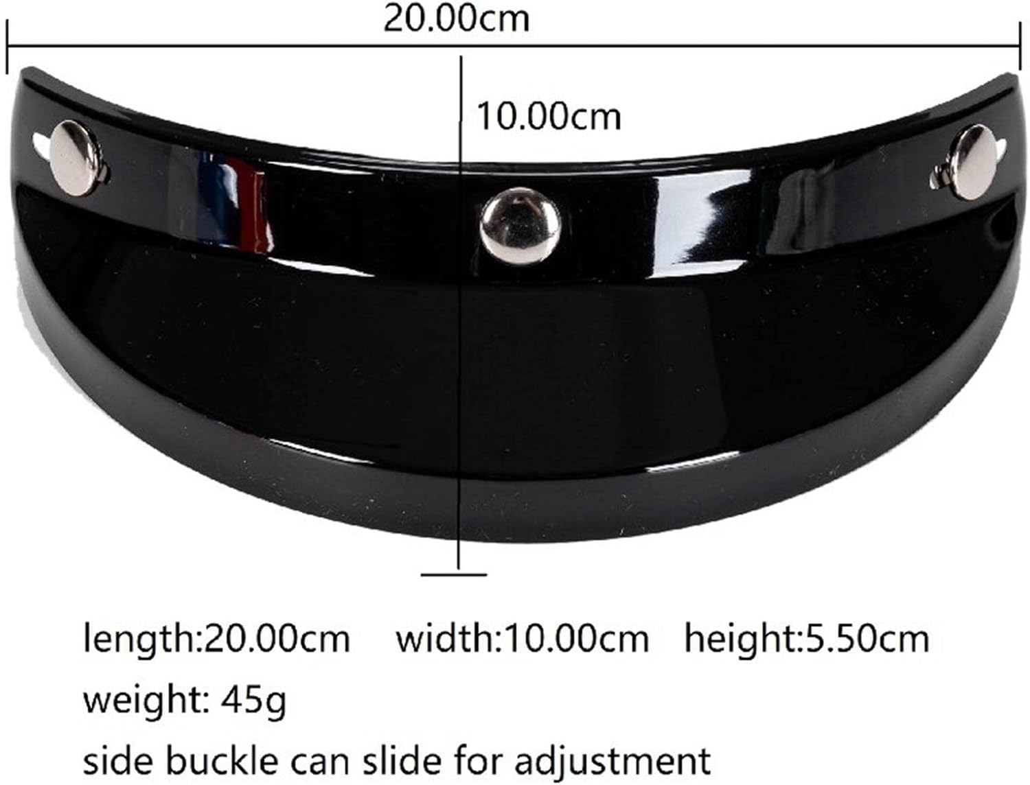 Generic Retro Helmet Visor, 3 Snap for 3/4 Helmets Accessories Parts Direct Replaces, Black image number 4