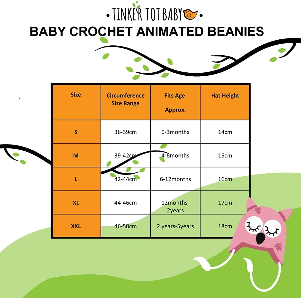 Tinker Tot Winter Baby Beanie L Lamb 1-4 Months Soft & Warm Crocket Knit Kids Beanie for Boys and Girls with Warm Earflap L Handmade Newborn Baby to Toddler Beanie Hat &ndash; S image number 4