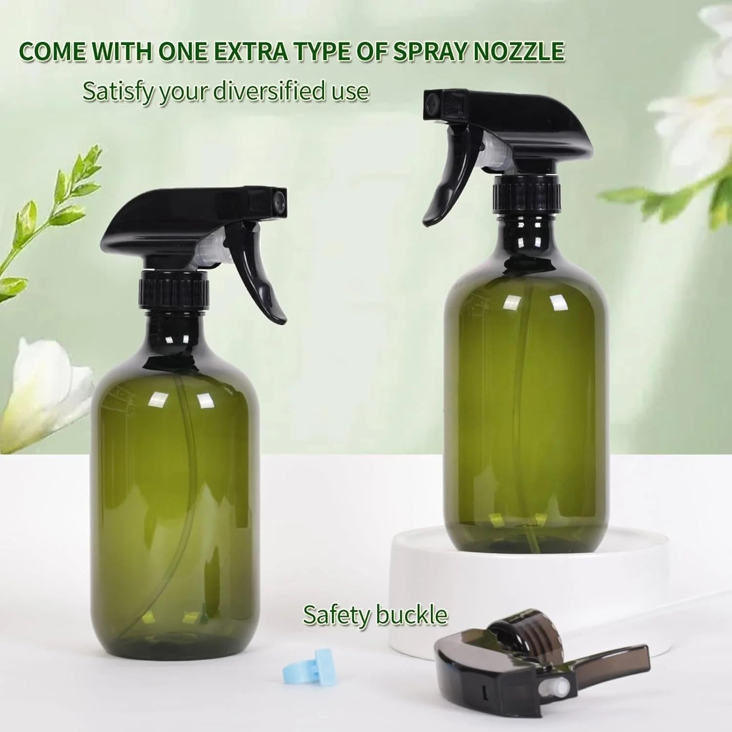 3 Pack Spray Bottles Water Spray Bottle for Plant 10 Oz/300 Ml Plastic Refillable Containers Fine Mist Small Spray Bottle with Adjustable Nozzle for Hair Cooking Cleaning (Clear/Brown/Green) image number 4