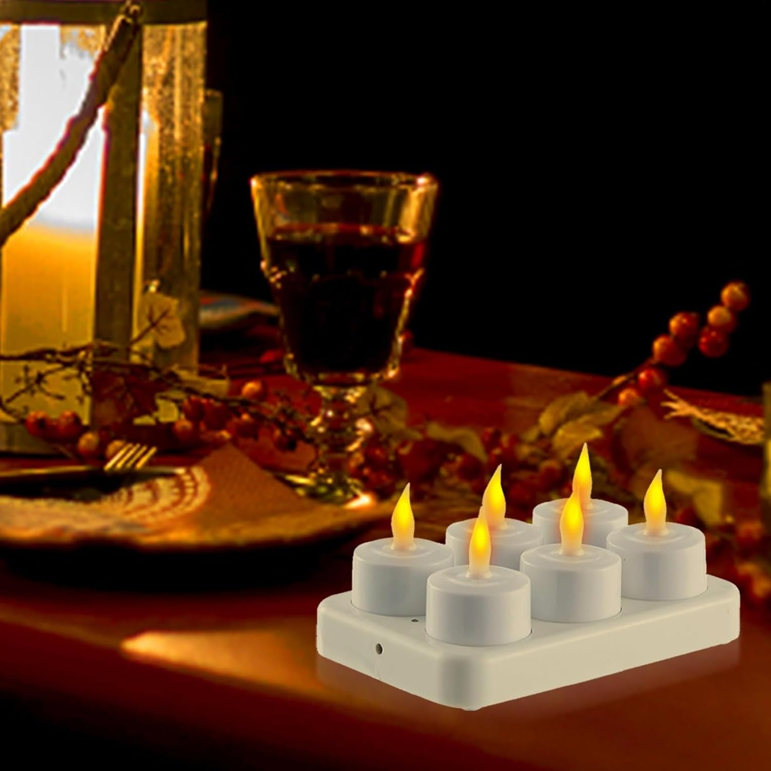 Rechargeable Flameless Tea Light Candles - 6PCS Flickering LED Votive Candles with 2 Modes | Batteryless, Safe, and Eco-Friendly Decor for Winter Ambiance and Mood Lighting image number 6