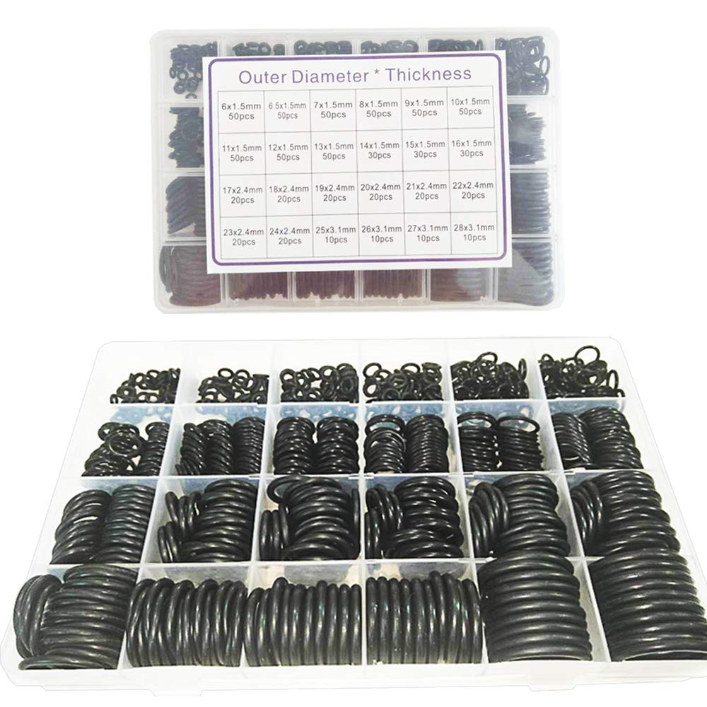 Rubber O Ring Kit O Ring Assortment Kit Set 24 Sizes 740Pcs NBR O Ring Sealing Seal Assortment Set image number 2