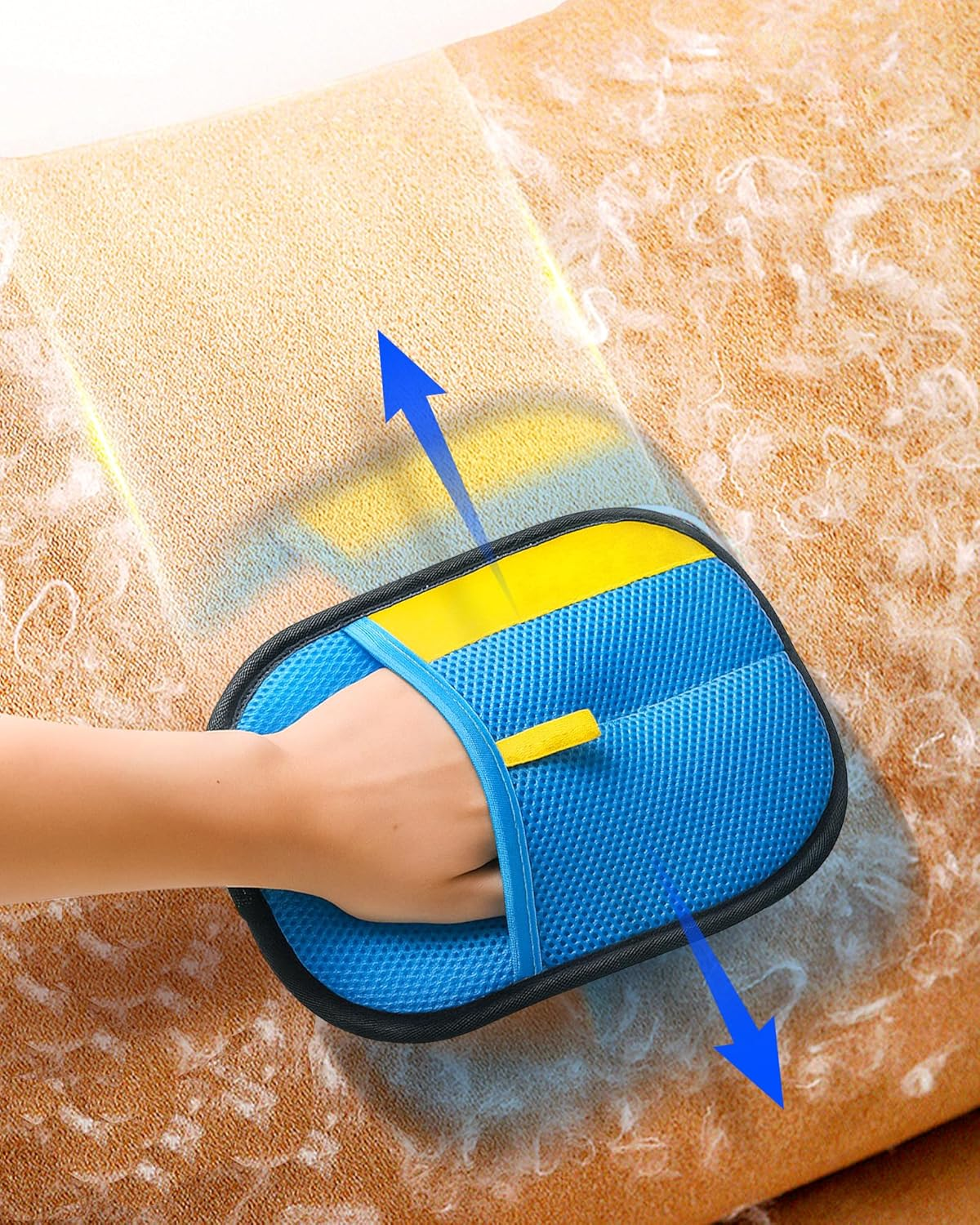 2025 Thickened Electrostatic Pet Hair Removal Gloves (2 Pcs) - Reusable Strong Grooming Gloves for Cats & Dogs, Hair Remover for Couch, Furniture, Carpet, Car Seats & Clothing (Blue) - Purple image number 6