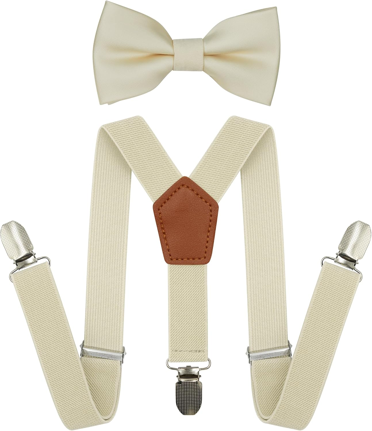 BEWDIO Adjustable Baby Boy Suspenders and Bow Tie, Pre-Tied Kids Bowtie and Elastic Suspenders with 4 Strong Metal Clips