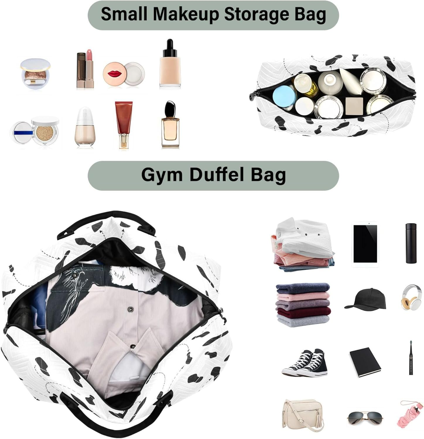 Luggage Travel Bag Sports Tote Gym Bag Carry on Bag with Toiletry Bag for Yoga 2 Pcs Set Dance Steps, Multi, One Size, Modern/Fitted, Multi, One Size, Modern/Fitted image number 1