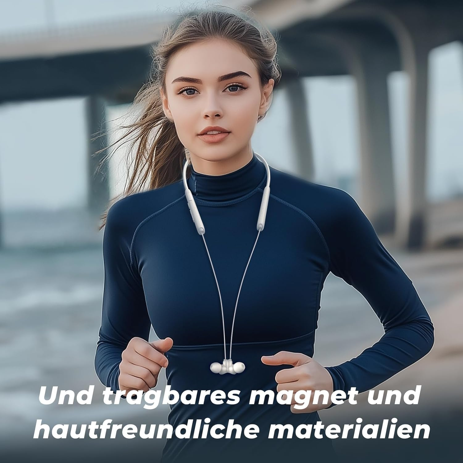 TONEMAC N18 In-Ear Headphones Bluetooth with Cable, Neckband Sports Headphones, Bluetooth Earbuds with ENC Microphone for Jogging, Workout (White) image number 4