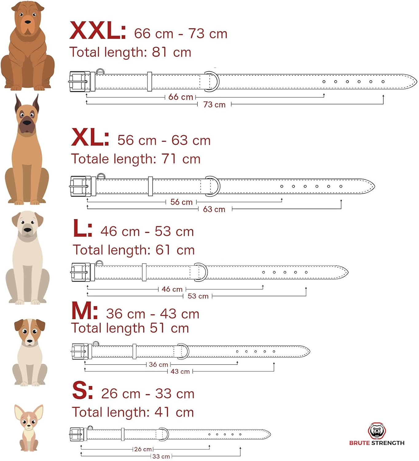 Brute Strength - Leather Dog Collar - Orange - M - Fits 14 3/16" and 16 15/16" Neck - Dog Tag Ring - Full Grain Heavy Duty - Soft Padded - Handmade - Dog Collar for Medium Dogs image number 3