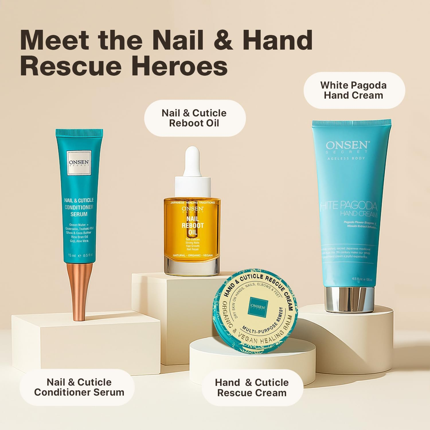 Onsen Japanese anti Aging Hand Cream - Firming Hand Lotion Features Pagoda Flower Enzyme, Wasabi Extract Infusion, Hyaluronic Acid, and Shea Butter, for Clarified and Moisture Rich Skin (135Ml) image number 3