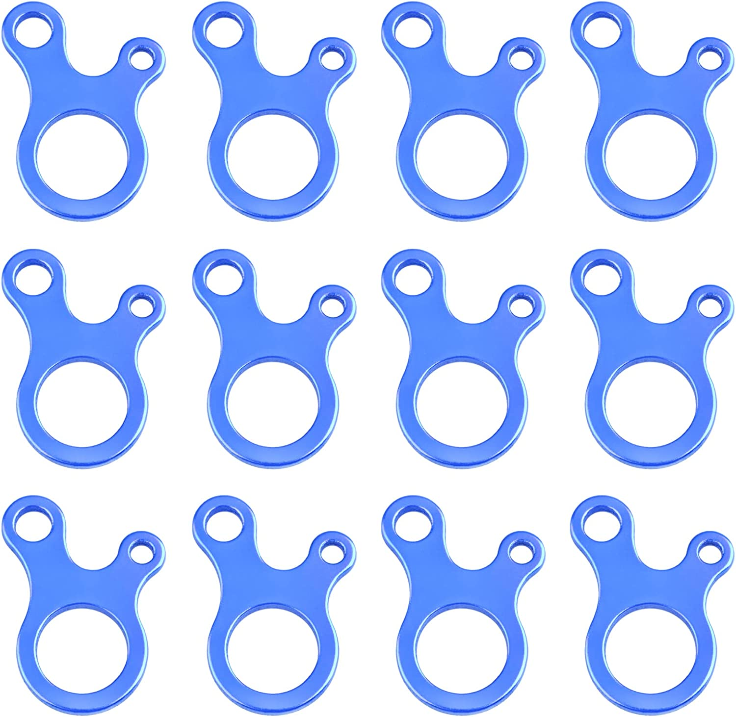 TRIWONDER Aluminum Alloy Guyline Cord Adjuster Tent Tensioners Rope Adjuster for Tent Hiking Camping (Blue - 12 Pack)