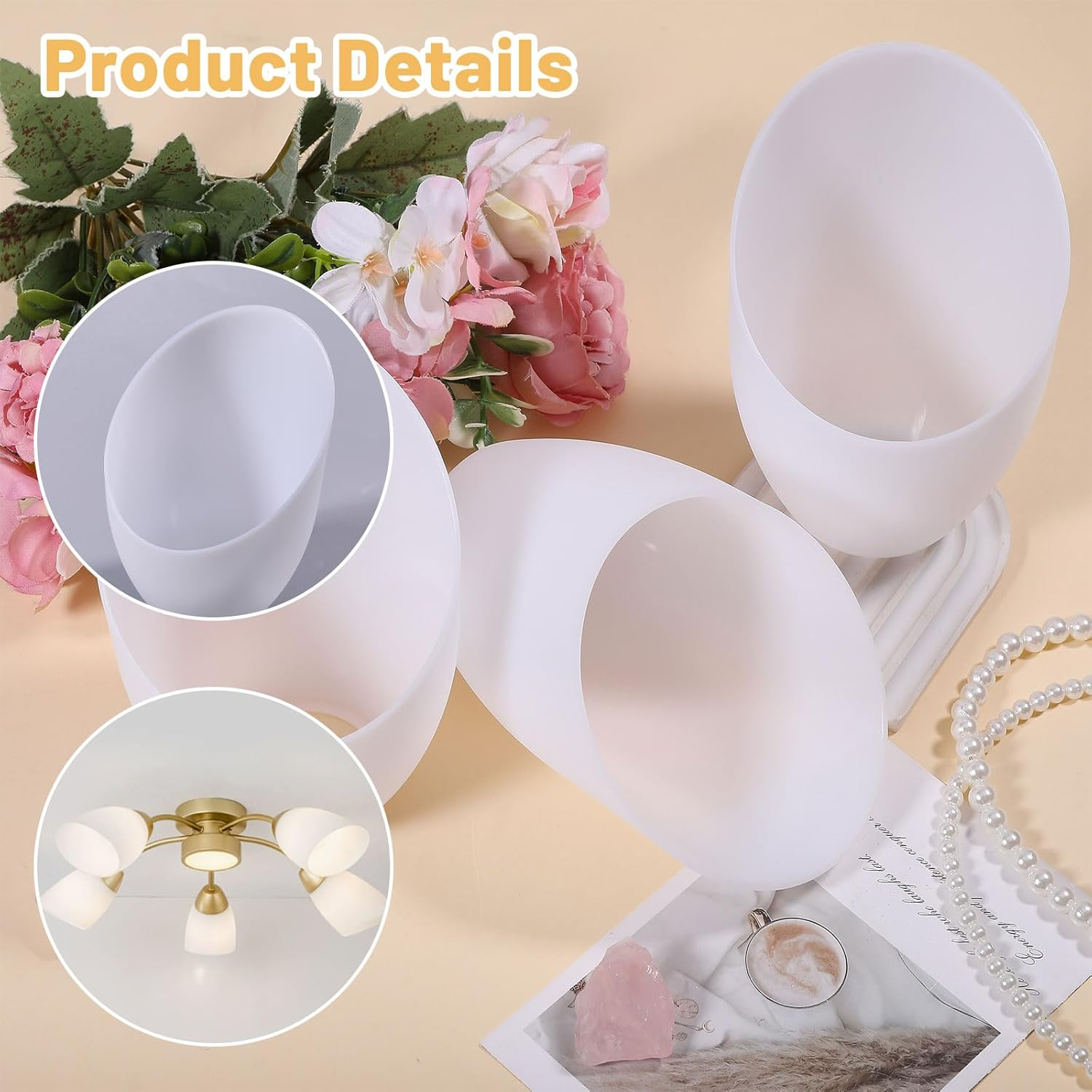 CHGCRAFT 6 Pcs Plastic Lamp Shade Replacement Horseshoe Lampshade White Replacement Lamp Covers for LED Stand-Up Lamps 3.6 Inch/91Mm Inner Diameter image number 5