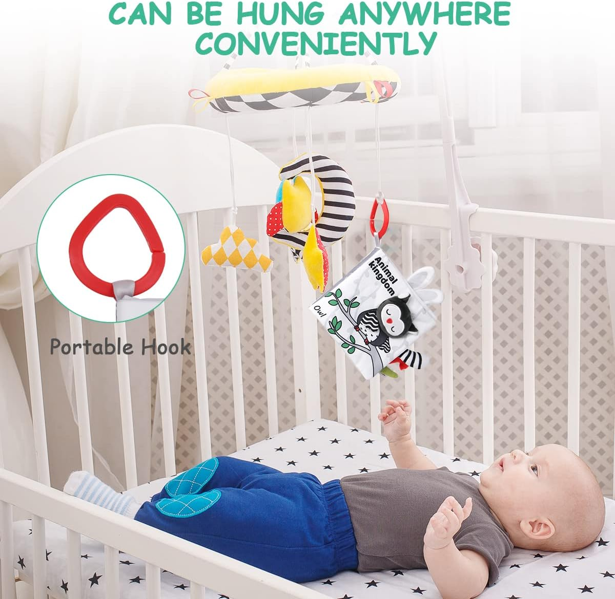 Vicloon Soft Cloth Baby Books, Baby Books 0-6 Months, 3D Black and White High Contrast Soft Cloth Book, Washable Non-Toxic Early Baby Book image number 2