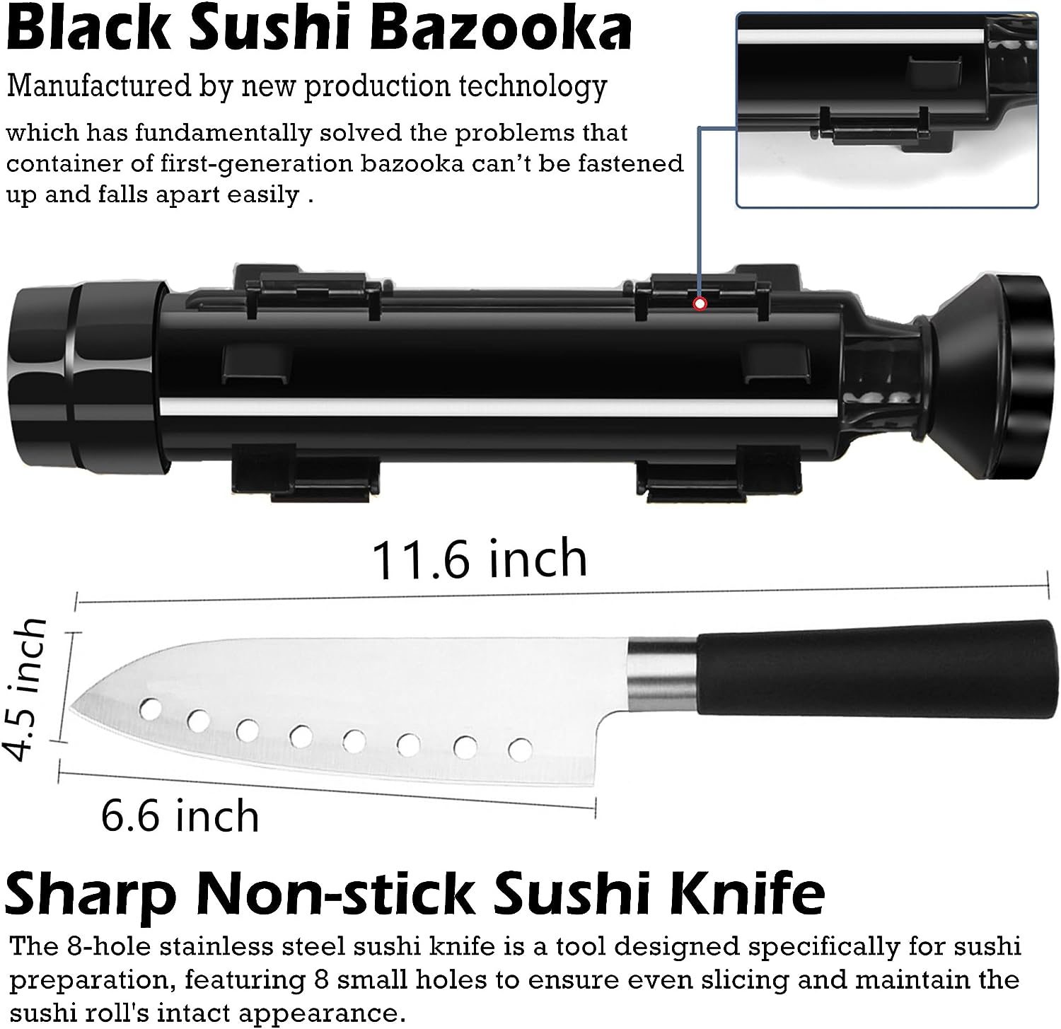 FUNGYAND Sushi Making Kit, All in One Sushi Bazooka Maker with Bamboo Mats, Bamboo Chopsticks, Avocado Slicer, Paddle, Spreader, Sushi Knife, Chopsticks Holder, Cotton Bag, DIY Sushi Roller Machine image number 3