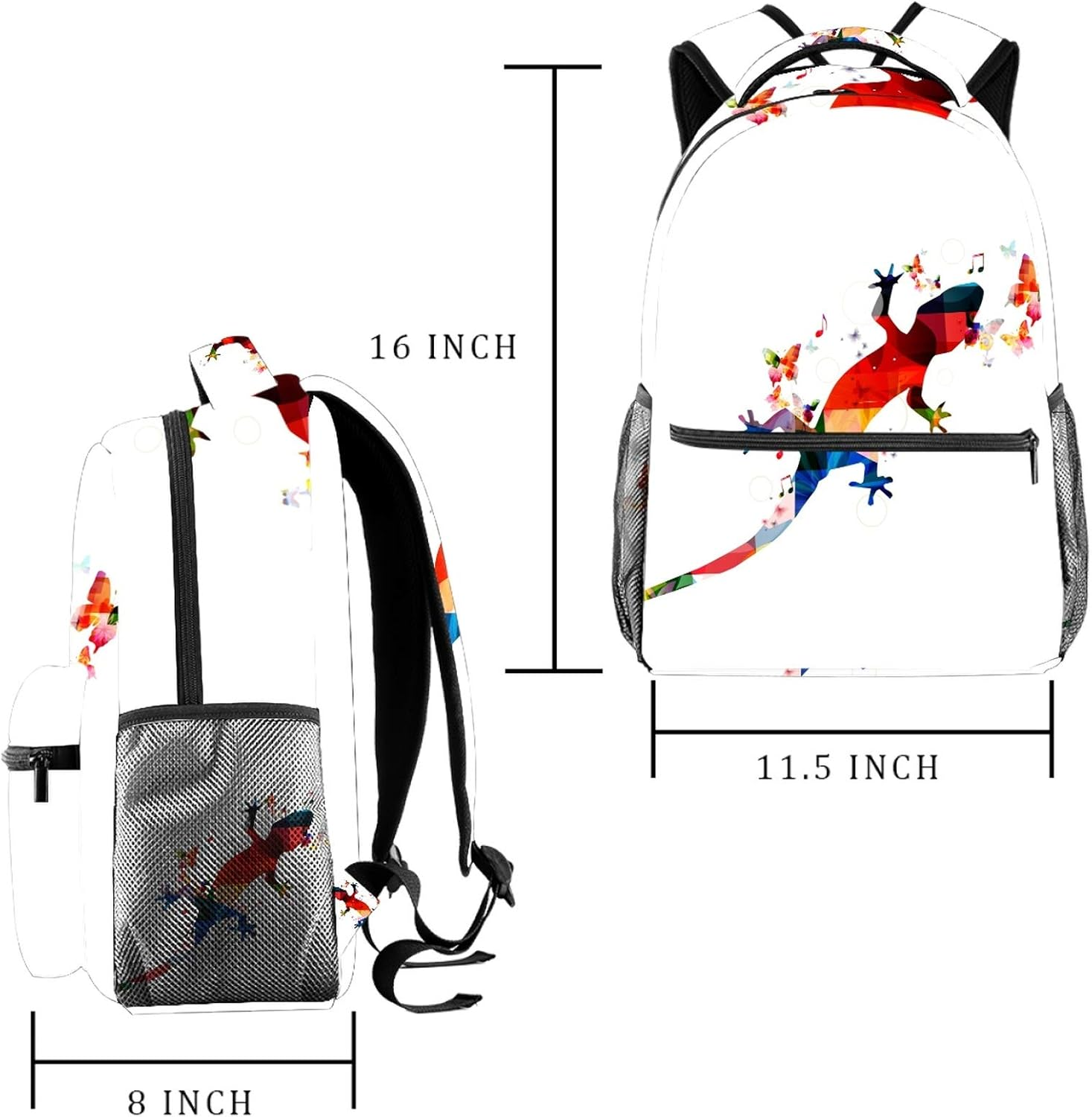 Students Backpack Colorful Gecko Print Casual Backpack for Girls and Boys Bookbag School Bag Travel Daypack image number 5