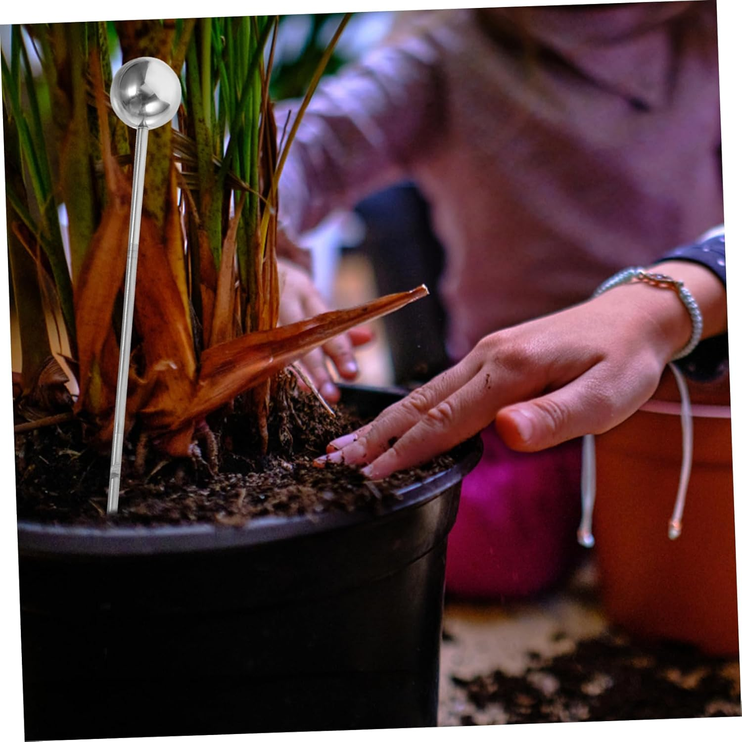 Kisangel 14-Inch Stainless Steel Soil Sample Probe for Indoor Outdoor Plant Soil Testing Handle for Moisture Monitoring Supplies image number 1