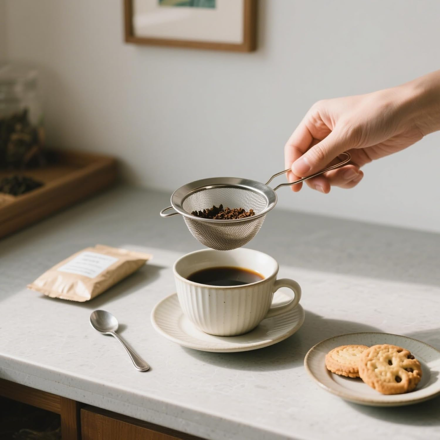 Loimon Stainless Steel Fine Mesh Strainer Sieve for Kitchen & Cocktails - 8Cm Filter Screen with 26Cm Ergonomic Handle | Coffee Tea Juice Filter | Dishwasher Safe & Rustproof (Silver) image number 4