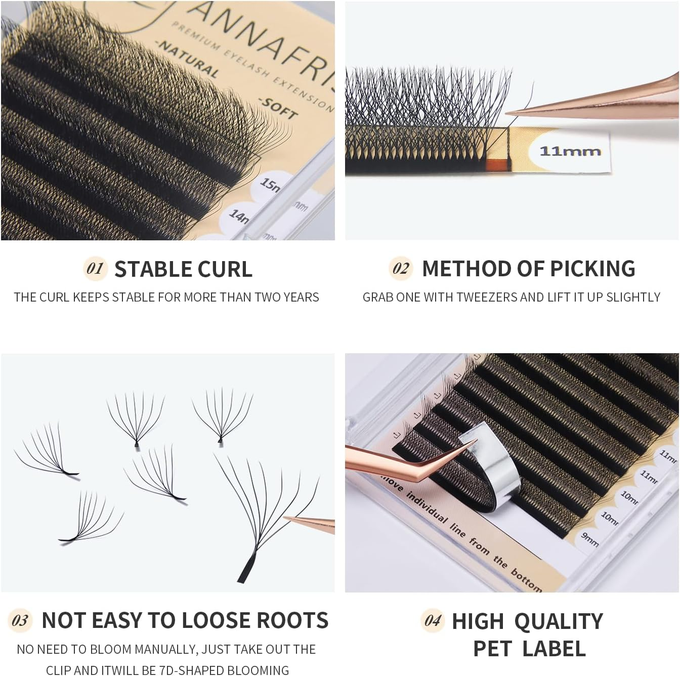 7D Premade Fan W Shape Eyelash Extensions 0.07 D Curl 8-15Mm Mix Volume Self Fanning False Lashes Makeup Supplies Professional Use Lash Extension(0.07 D, 8-15Mm Mix) - 4D-0.07 C 9-13Mm Mix image number 3