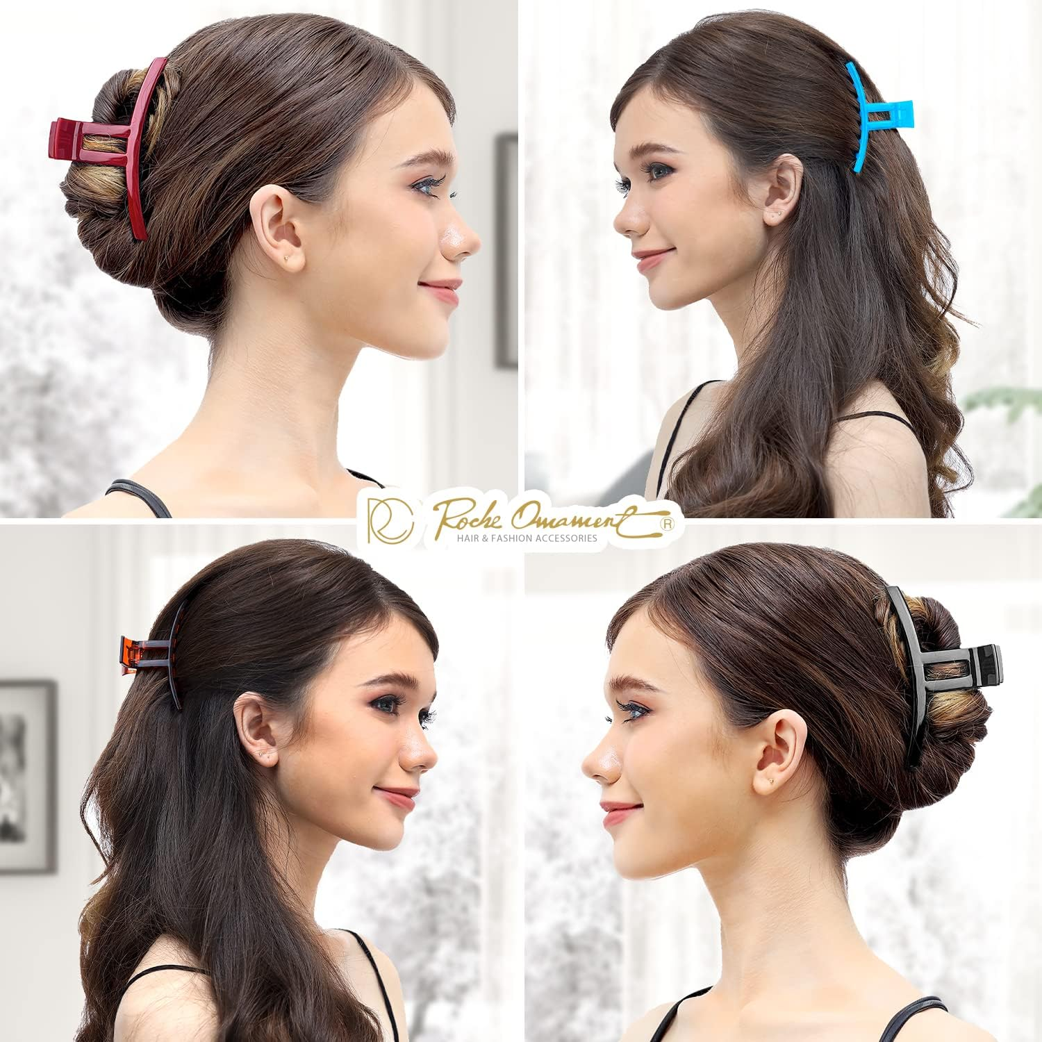 RC ROCHE ORNAMENT 6 Pcs Womens Strong Hold Claw Thick Hair Clip No Slip Grip Strong Spring Teeth Claw Jaw Clamp Beauty Fashion Girls Ladies Classic Plastic Accessory Clips, Small Jelly Sweet Multicolor image number 7